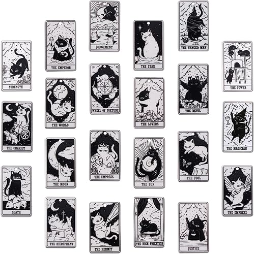 COGCHARGER 22 dijes acrílicos de tarjetas de tarot, colgantes de tarjetas de tarot mágicas vintage, dijes rectangulares mágicos de Ouijas para gato,