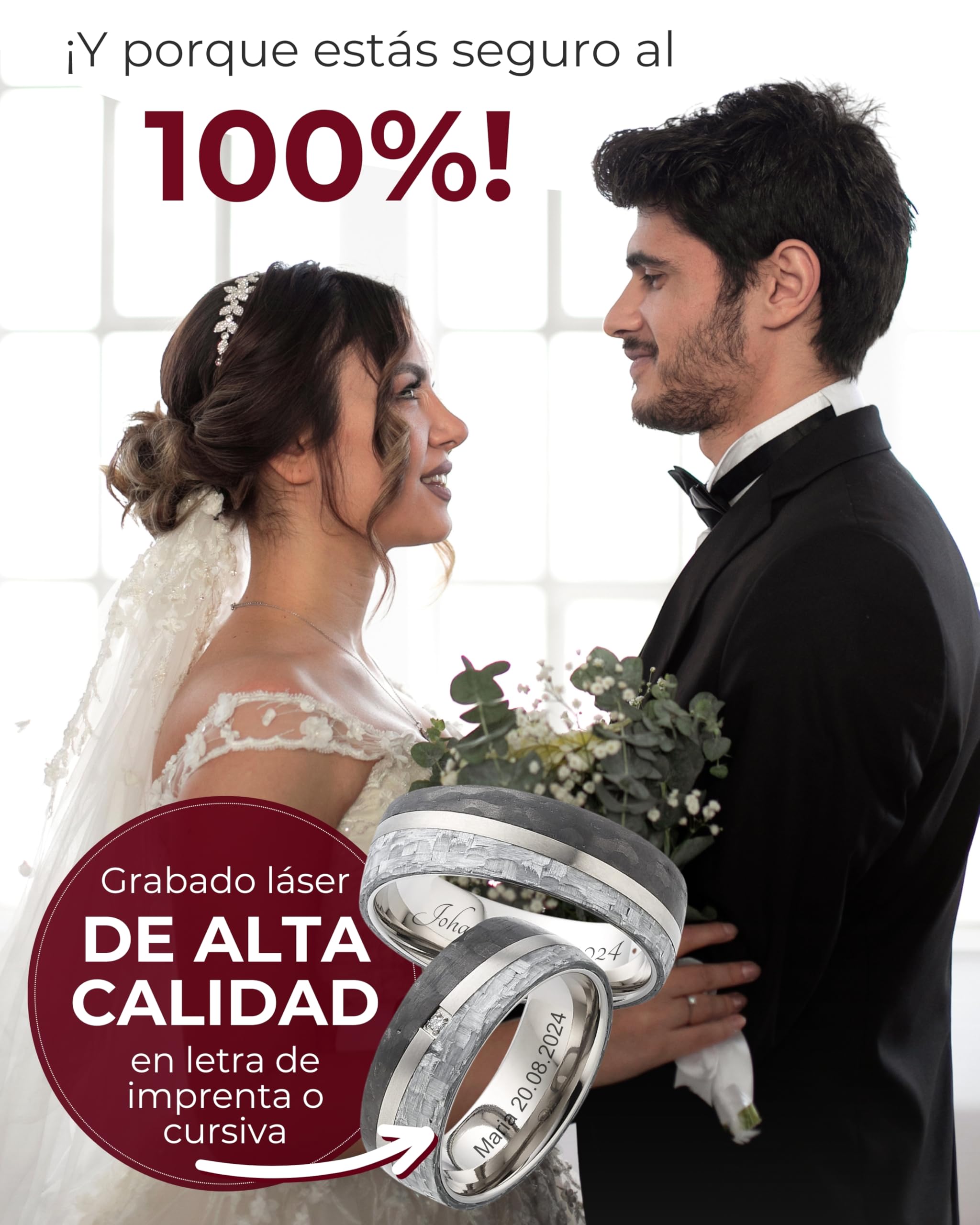123traumringe Anillos de boda de titanio y carbono, precio por par con 1 brillante y gratis. Alianzas de titanio y carbono en 7 mm de ancho, anillos de boda, anillos de compromiso S86