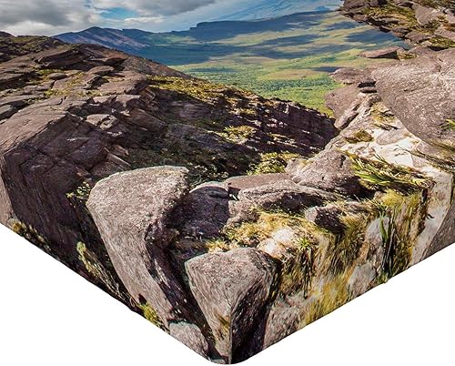 Miniatura 7 de Ambesonne Sábana bajera Venezuela, vista desde la meseta de Roraima en la Gran Sabana, funda de cama con bolsillo profundo elástico para mayor