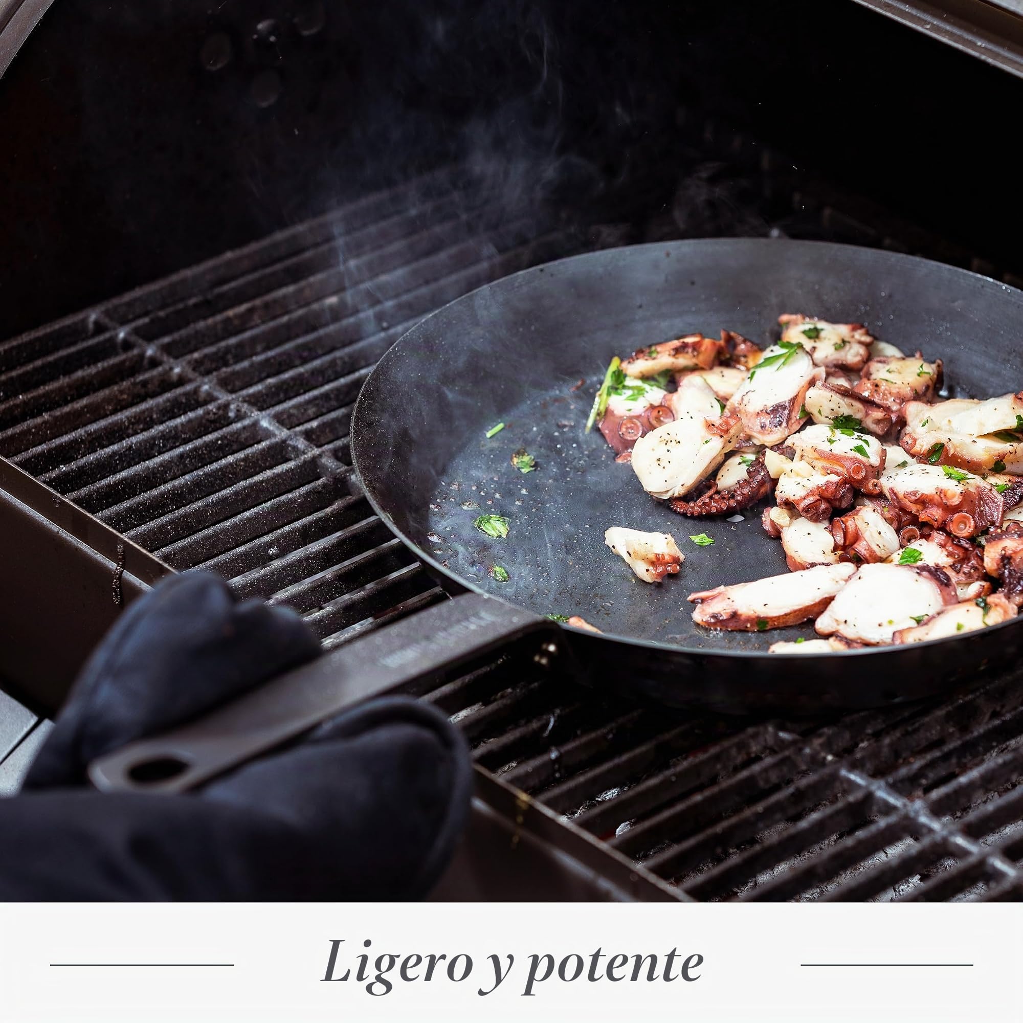 Merten & Storck Carbon Steel Sartén de Acero al Carbono Pre-Seasonada de 30 cm, Hierro Fundido Ligero, Duradera, Asar, Freír, Fácil de Limpiar, Inducción, Apta para Horno hasta 315°C, Negro