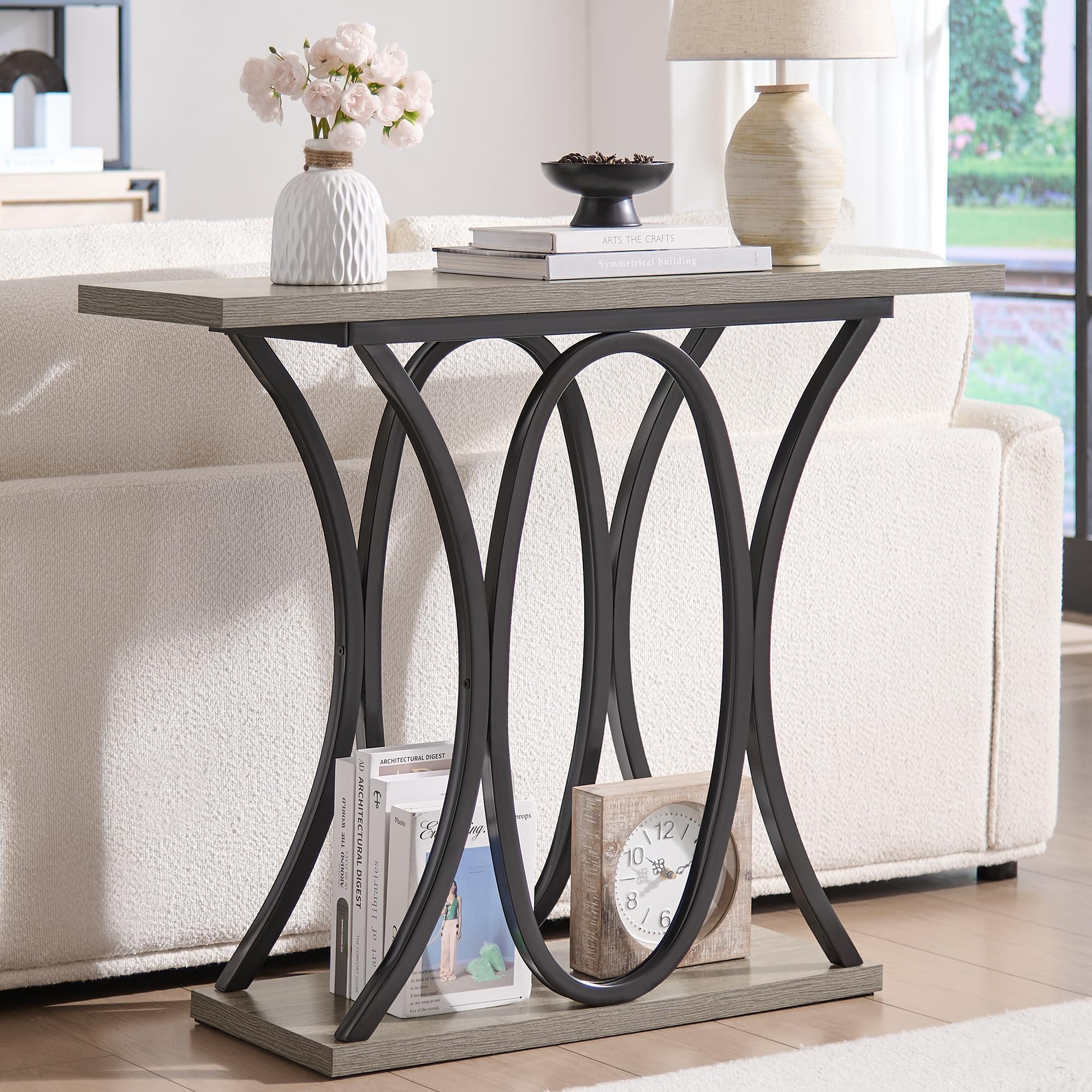 Sailvan 40" Console Table With Geometric Metal Legs And Stable Base, Living Room Furniture For Foyer, Hallway, Entrance