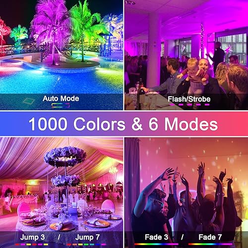 Miniatura 4 de Luz de inundación LED RGB equivalente a 250 W, monococo DIY 1000 luces de inundación a distancia, regulable, impermeable, temporizador para