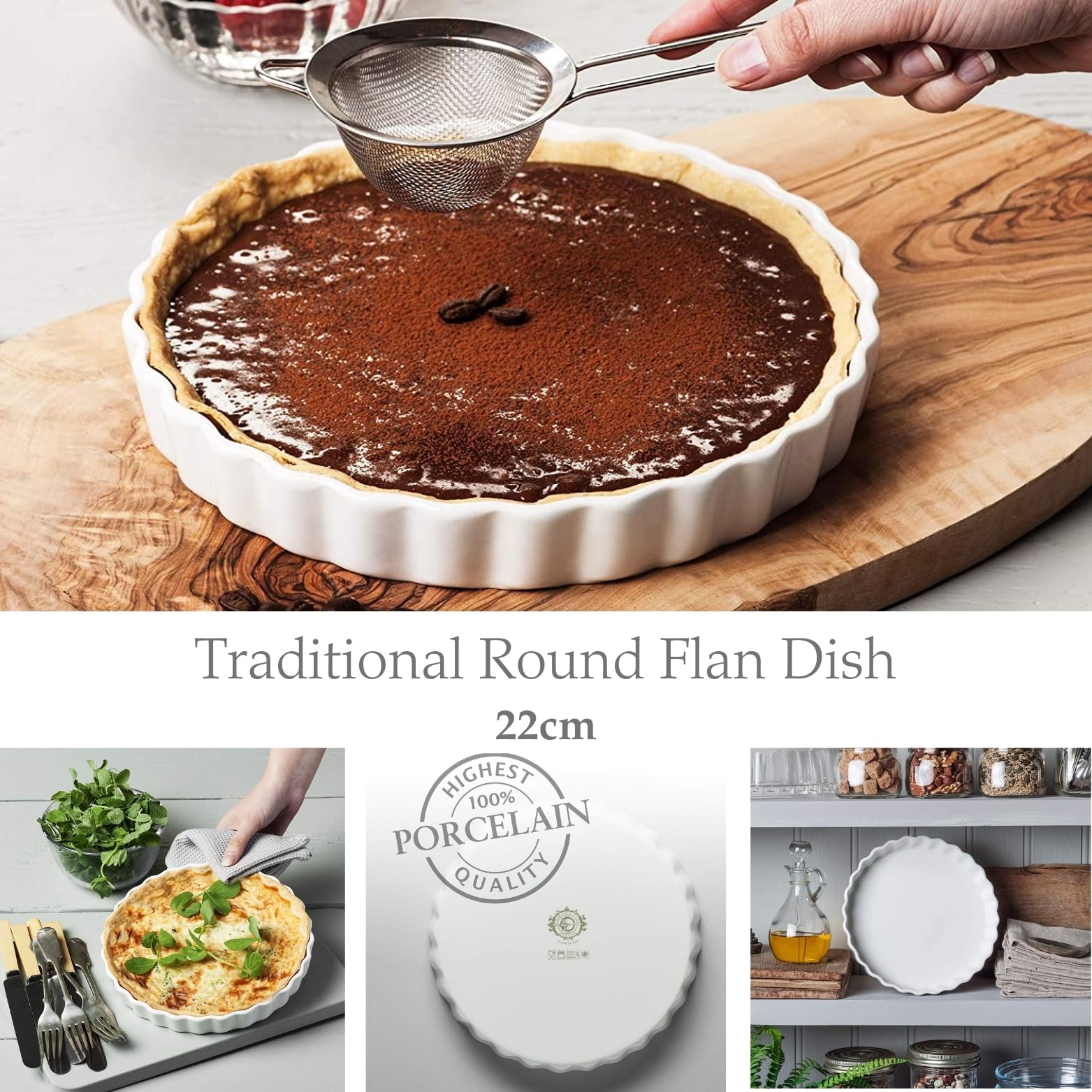 WM Bartleet & Sons 1750 T161 Plat à Tarte Rond Traditionnel Porcelaine (22cm) - Blanc