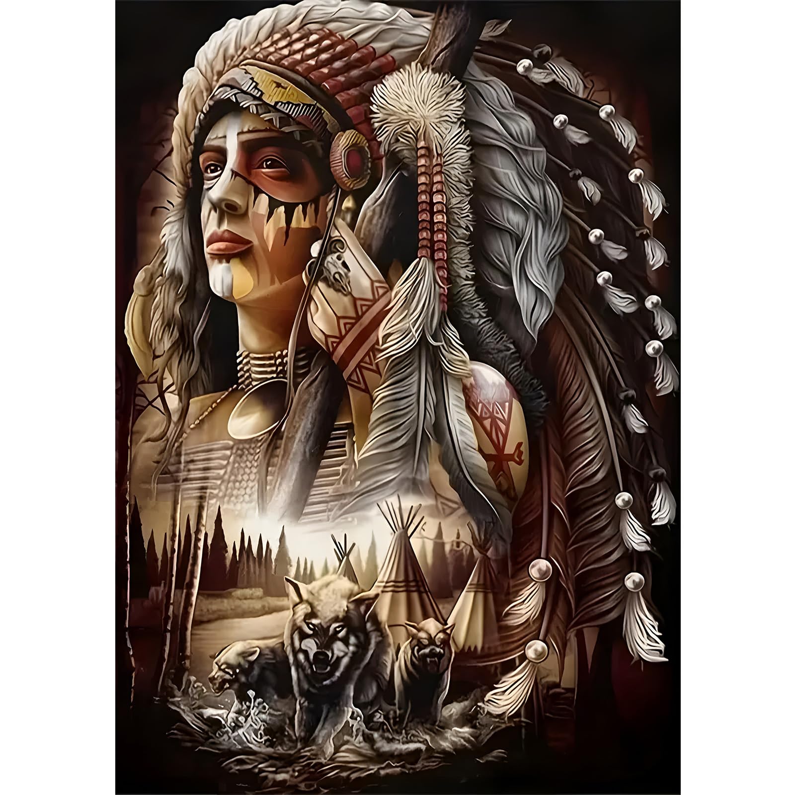 MXJSUA Indian Diamond Painting Kits for Adults, 5D Diamond Art Kits for Beginners, DIY Full Drill Picture with Diamond for Home Wall Decor, 30x40cm