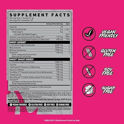 Miniatura 10 de GHOST Legend V3 - Polvo de preentrenamiento, Lemon Crush, 30 porciones, preentrenamiento para hombres y mujeres con cafeína, L-citrulina y beta