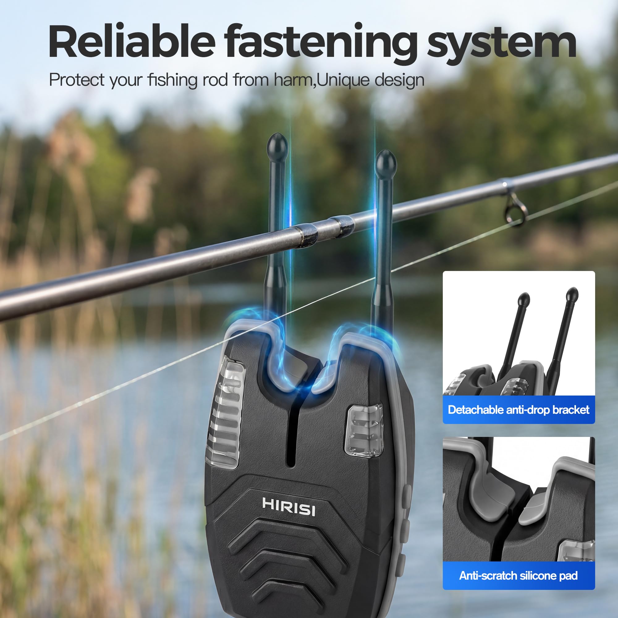 Hirisi Tackle Juego de alarma inalámbrica para pesca de carpa, 4 alarmas y 1 receptor, totalmente funcional, alarma de mordida con radio