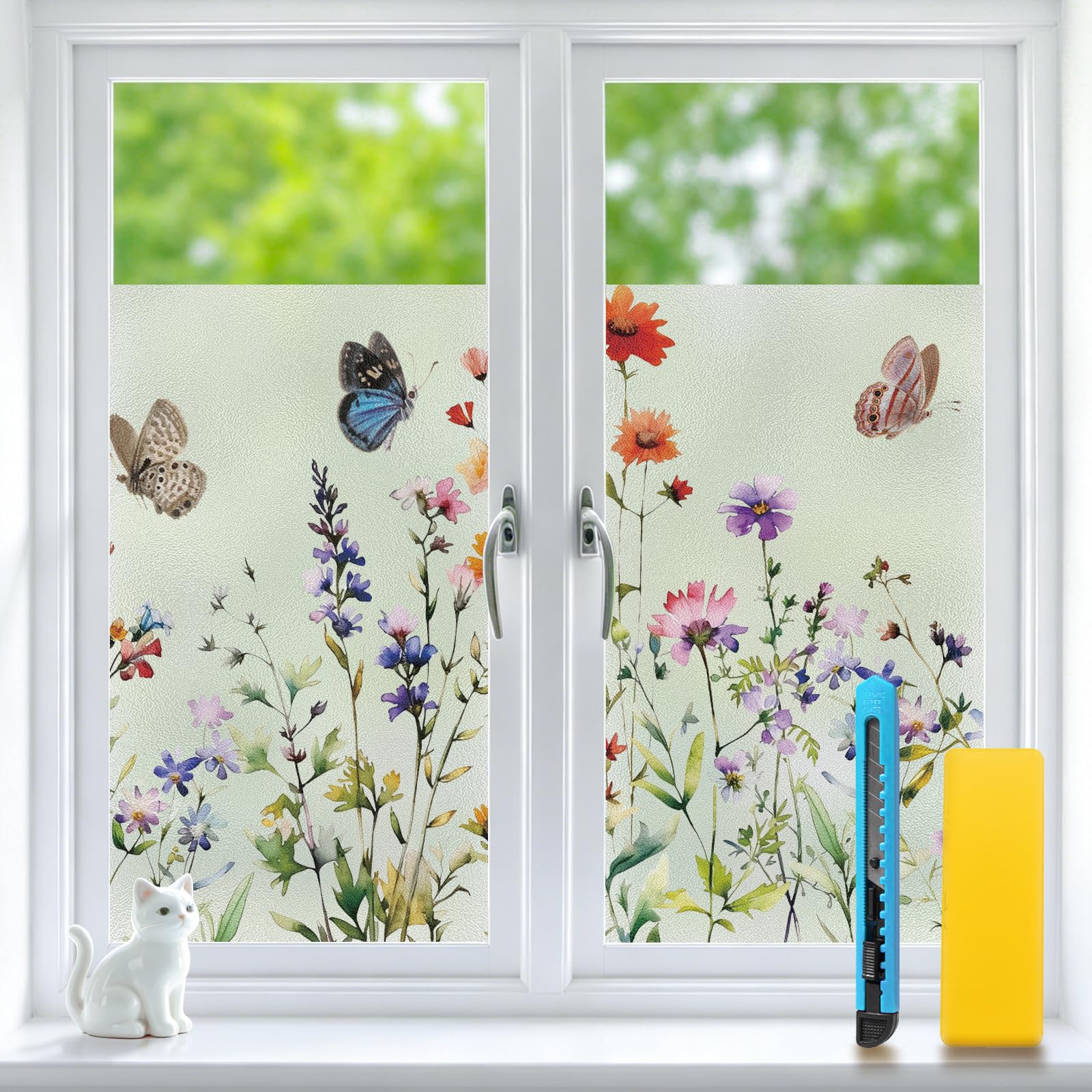 Sevenpers Fensterfolie Blickdicht Sichtschutzfolie 44.5 x 120 cm