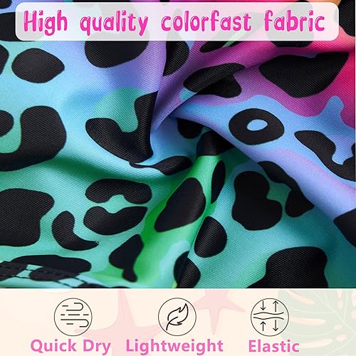 Vista 4 de swimsobo Traje de baño tutú de una pieza para niñas, traje de baño colorido de sirena con tirantes cruzados para niños de 2 a 8 años