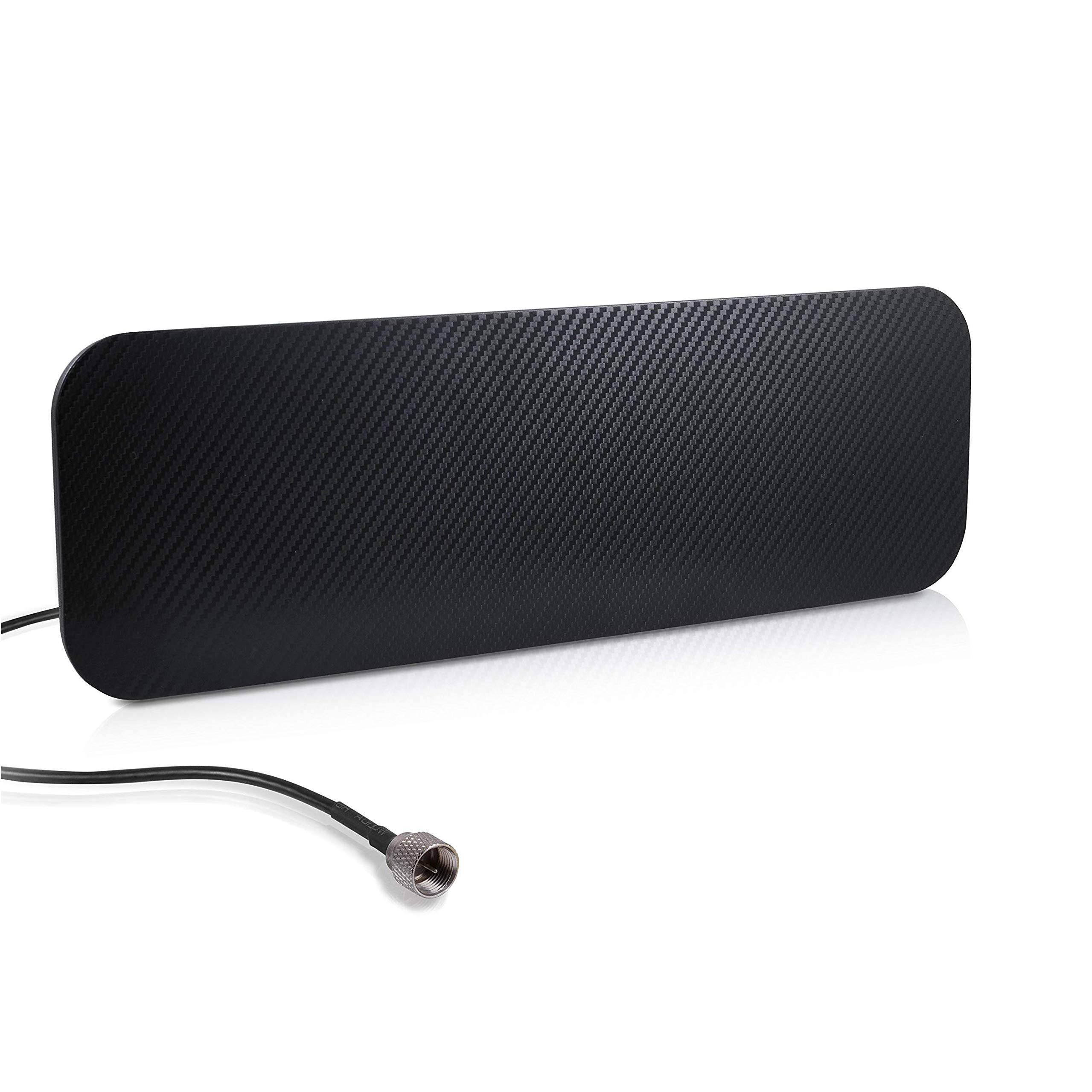 GE Indoor TV Antenna, Black Carbon Fiber Finish, 40 Mile Antenna, Home Decor, Digital, HDTV Antenna, Smart TV Compatible, 4K 1080P VHF UHF, 44559