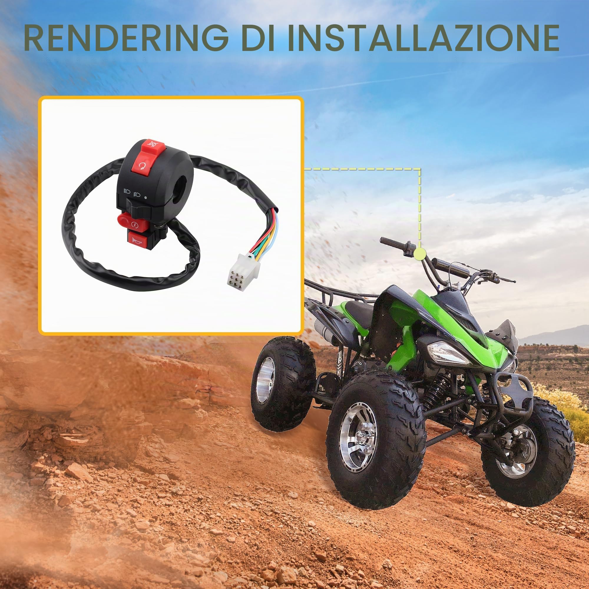 GOOFIT Moto 22mm 7/8 "ON off Controller Controllo Manubrio Faro Segnale Luce Pulsante Interruttore Montato con Clacson Sostituzione per ATV Dirt Bike Go Kart Scooter Pit Bike