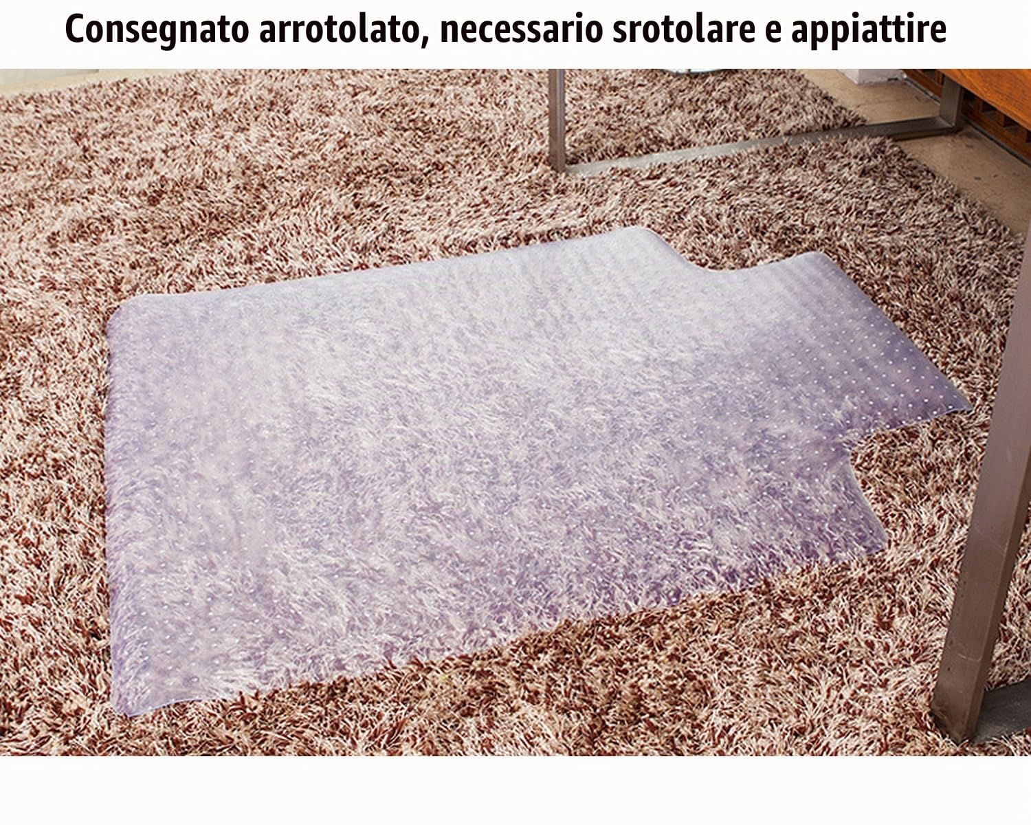 TUKA-i-AKUT 90 x 120 cm Tappetino Protettivo per Moquette, con Rivetti, Tappeto per Sedia da Ufficio per Tappeti, Spesso e Resistente, Tappetino Salvapavimento, Lattiginoso Trasparente, TKD4012