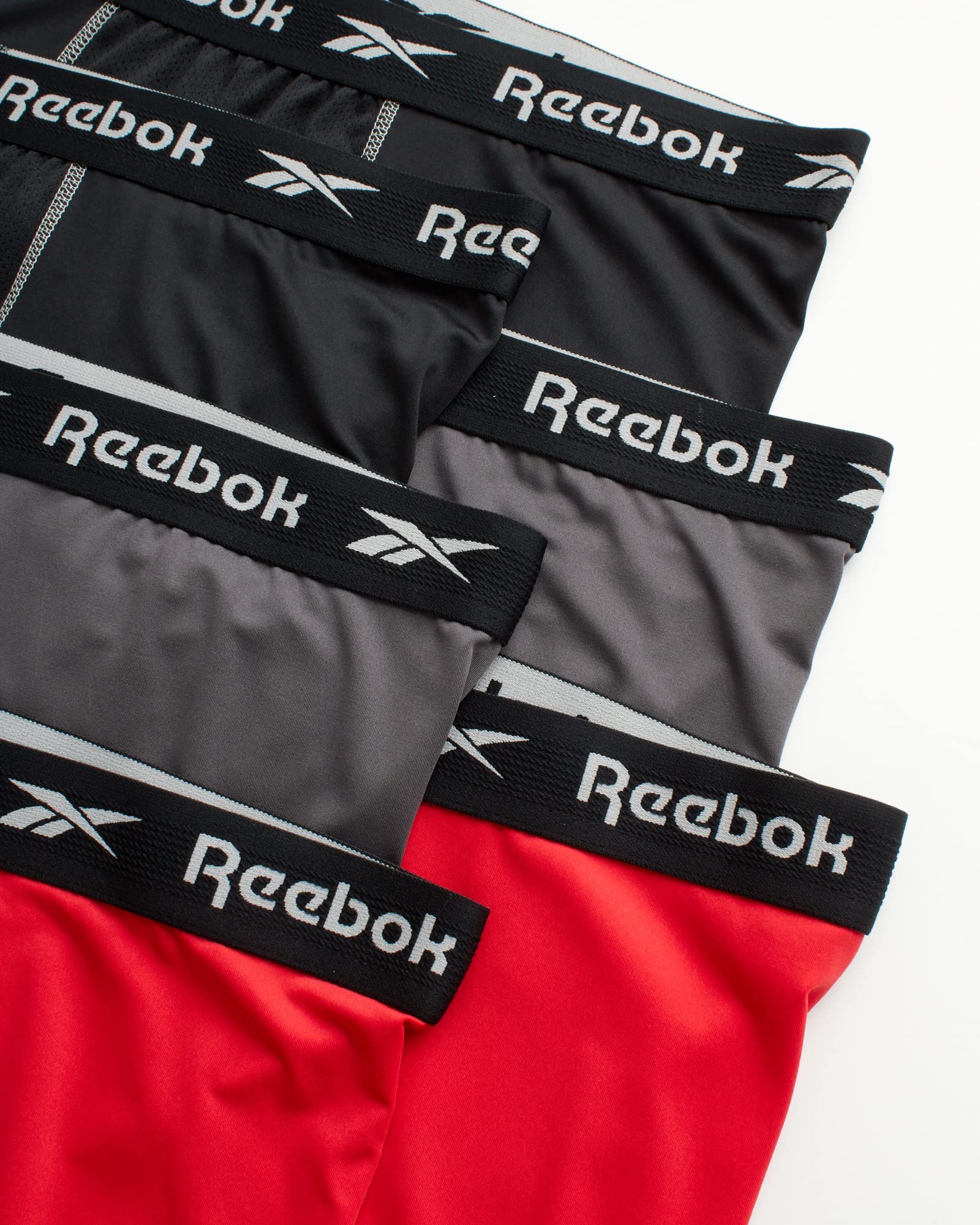 Reebok Boxer da uomo, confezione da 6 boxer sportivi morbidi ad alte prestazioni, a gamba lunga, con tasca in rete (taglie: S-XL)