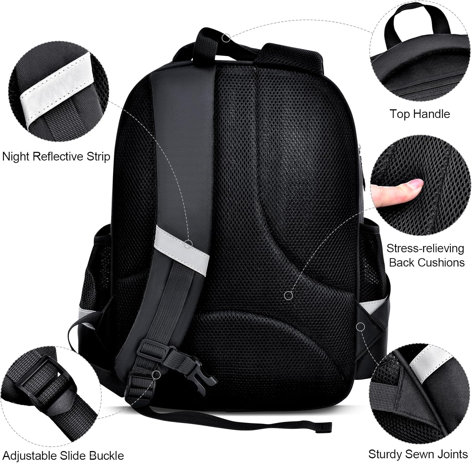 HOPYOCK-School Bags for Boys and Girls,Multi-Pocket Unisex Elementary School Backpack with Reflective Design,Kids Backpacks Fit for 4-12 Years Old - Image 4