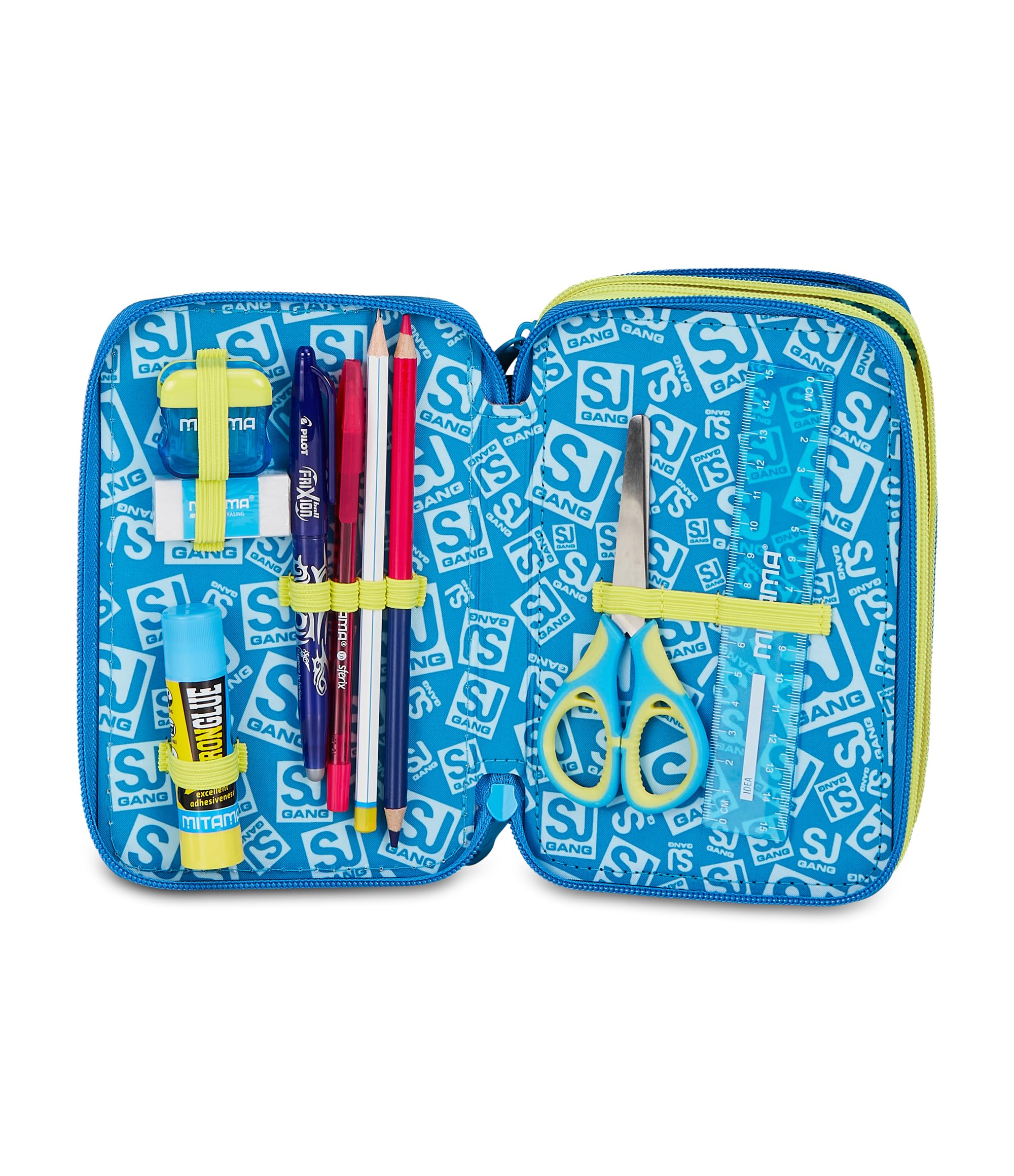 SJ GANG STYLE JAM GANG Astuccio Scuola 3 Zip GLACE PANTHER BOY, Grigio, Triplo Scomparto, 45 pezzi, Set cancelleria incluso, Pratica chiusura con zip, Scuola elementare, Bambino
