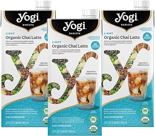 Yogi Barista Light Organic Chai Latte - 32 Fluid Oz (3 Pack) - Organic Chai Tea Concentrate - Supports Healthy Digestion - Includes Black Tea, Ginger, Cardamom, Cinnamon & More