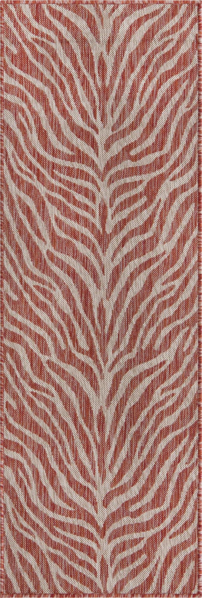 Rugs.com Outdoor Safari Collection Rug – 2' x 6' Runner Rust Red Flatweave Rug Perfect for Hallways, Entryways