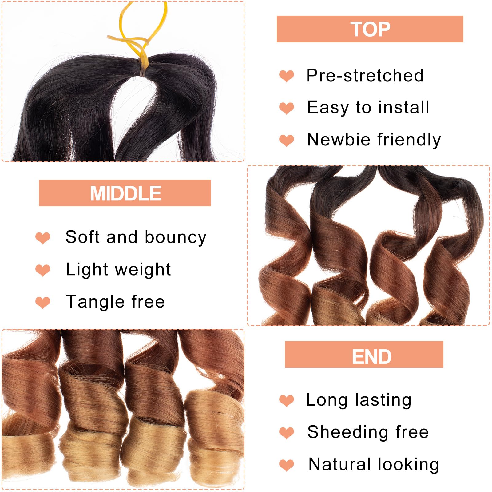 Mscat 30 Inch 8 Packs Pre Stretched French Curly Braiding Hair Loose Wave Bouncy Hair Extensions 1B3027#, 30 Inch (Pack of 8) - Image 3