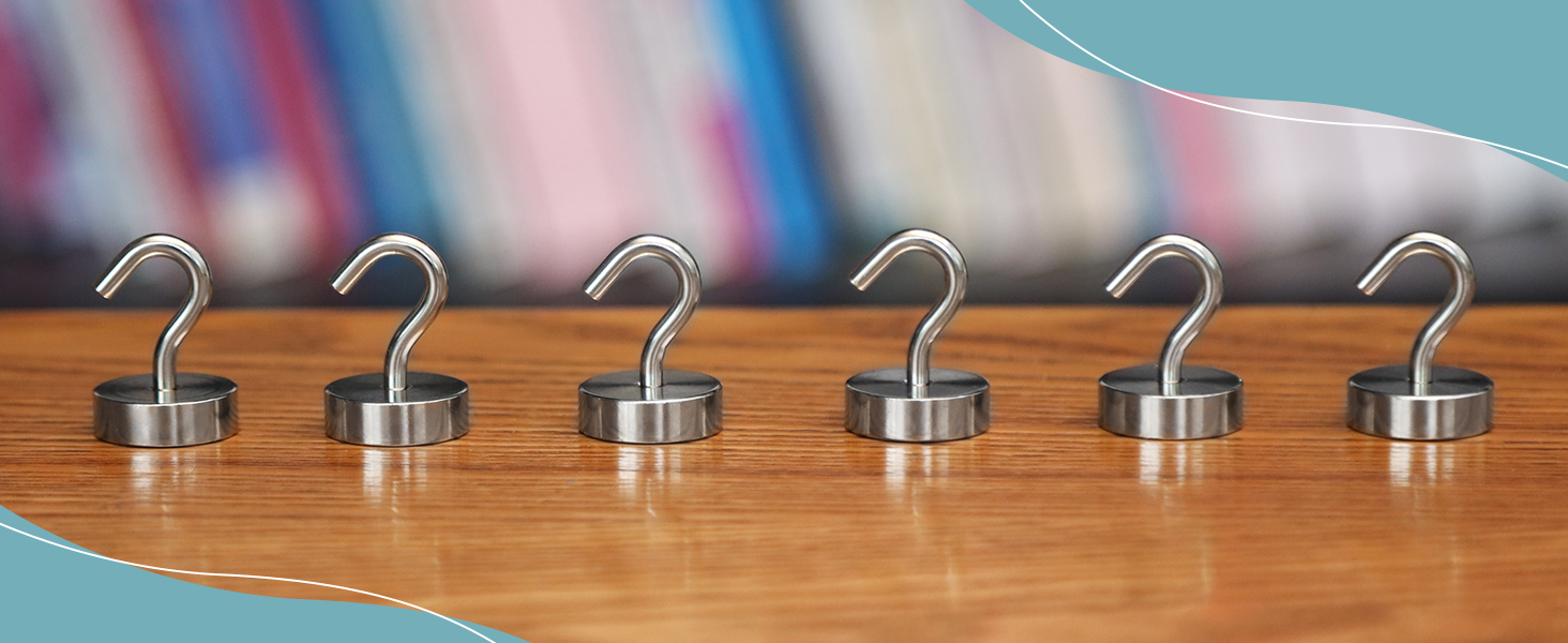 Neosmuk Swing Magnetic Hooks For Cruise Cabins U2013 Heavy Duty 80lb Strong Magnet Hooks, Cruise Essentials For Ship, Fridge, Wall, Ceiling, Door, Hanging And Decorations (Pack Of 6, Silver