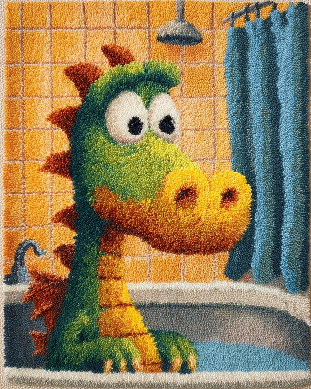 Ambattery R Latch Hook Ug Kit Cartoon Dragon 55X75cm