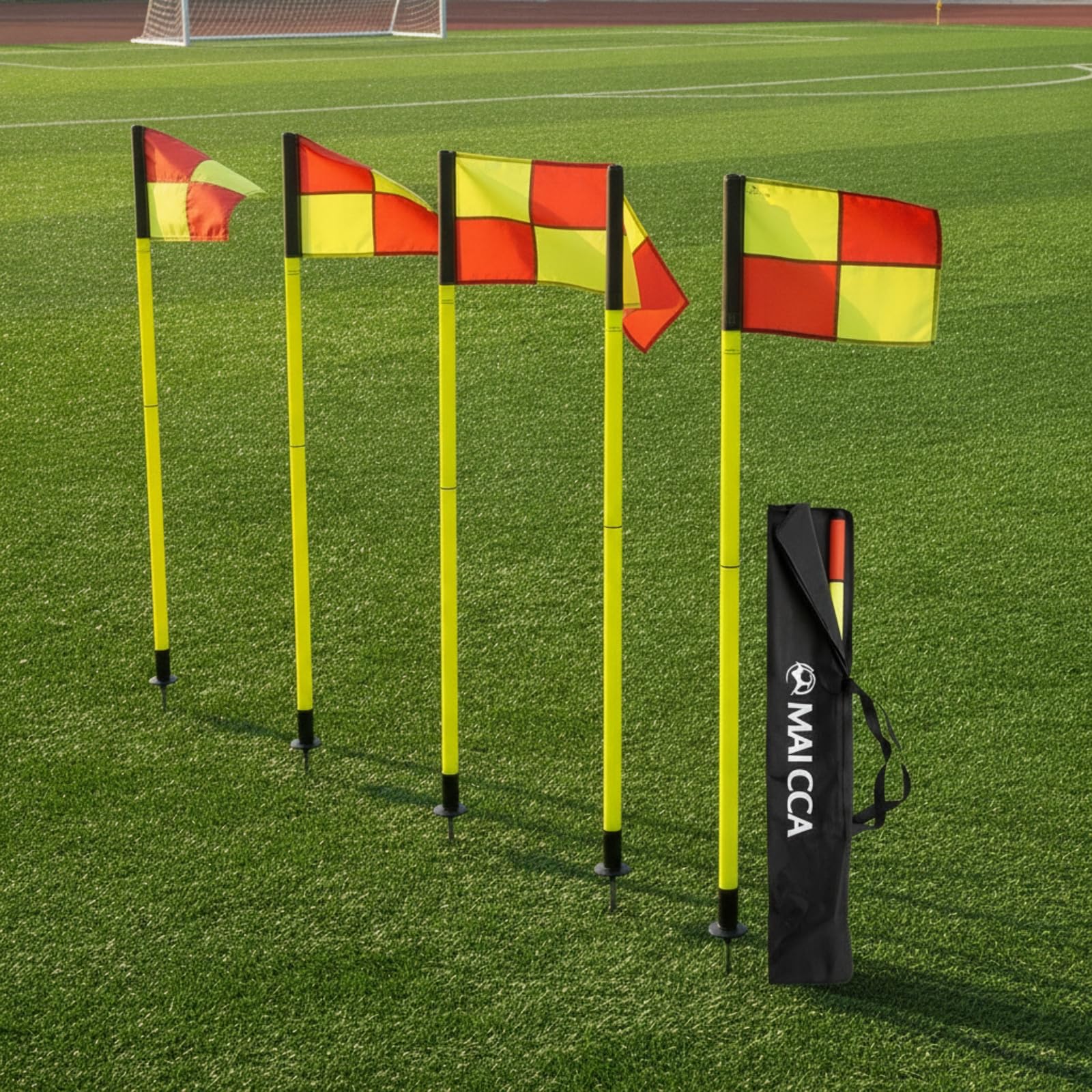4 Pezzi Kit Bandierine per il Calcio Picchetto Resistente Alle Intemperie Bandiera d’angolo con urevole Attrezzatura Sportiva per Allenatori