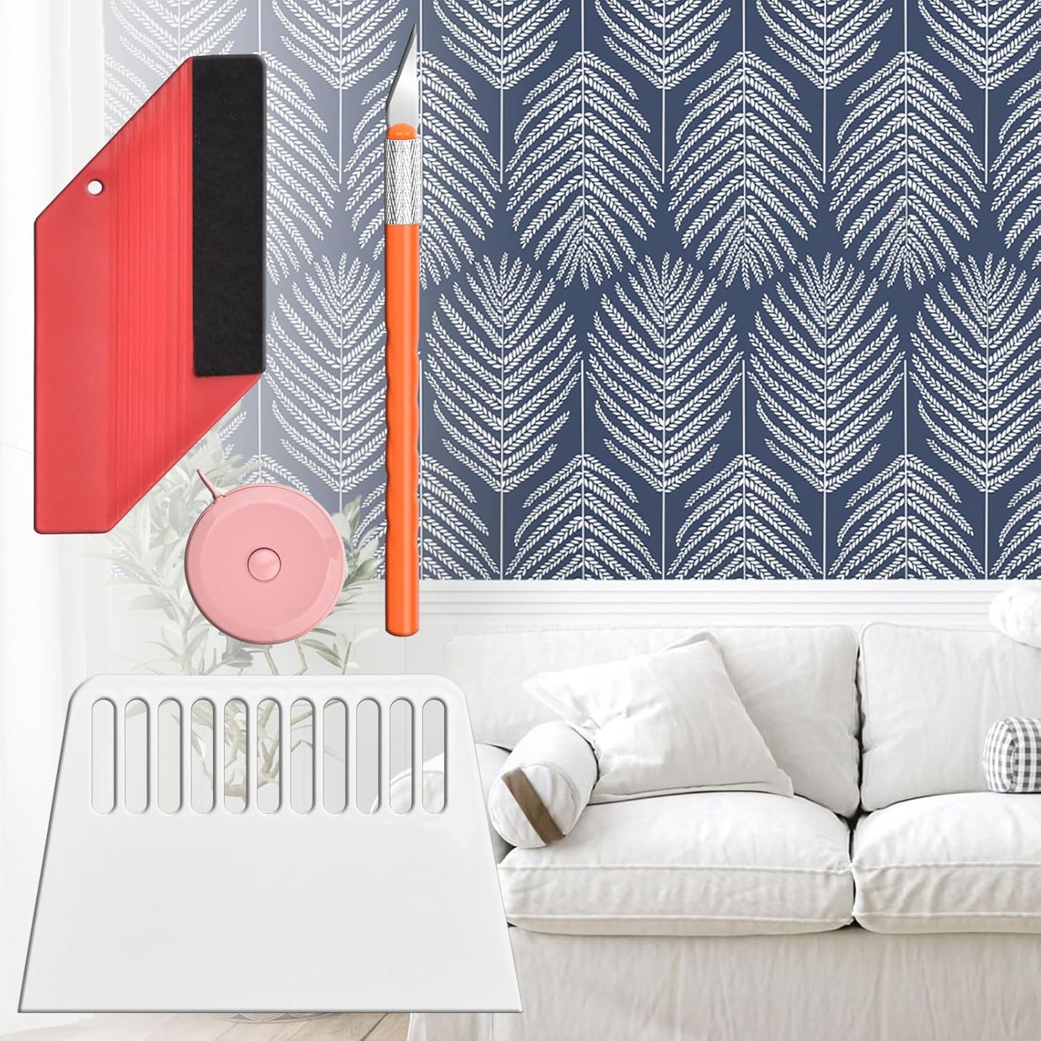 Wallpaper Tools Wallpaper Kit Smoothing Tool with Felt Squeegee Knife Tape Measure for Apply Contact Paper Peel and Stick Wallpaper Hanging Backsplash Car Wrap Vinyl Window Film Multi-Function