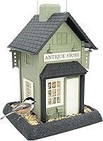 North States Antique Store Bird Feeder - Village Collection 6.5 lb Capacity Hanging or Pole Mount Green USA Made