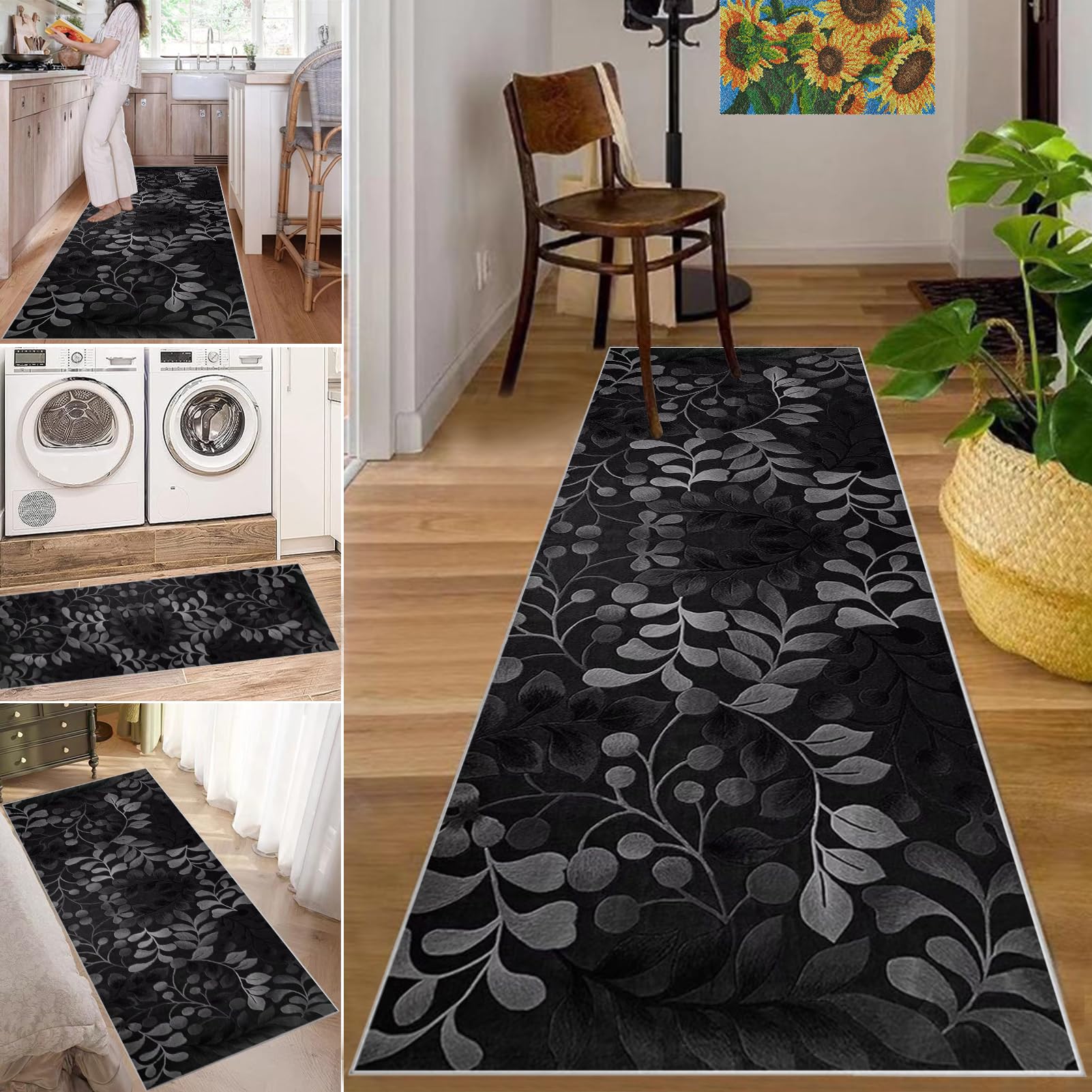 Tapis de couloir de 50 x 230 cm lavable et antidérapant pour cuisine moderne