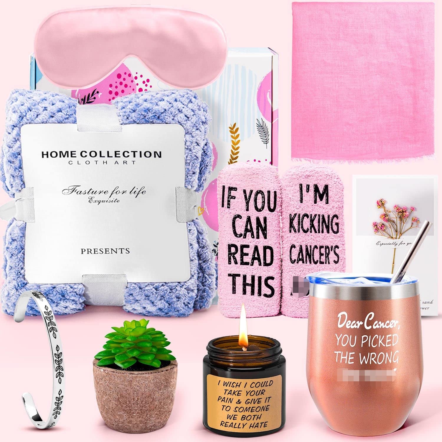 Amazon.com | Breast Cancer Survivor Gifts Basket For Women-Chemo  Survivor,Ovarian,Breast Cancer Awareness Gift-Cancer Survivor Gift-  Tumbler, Cancer Fighter Sock, Cancer Survivor Candle,Silk Sleep Mask (Rose  Gold): Tumblers & Water Glasses