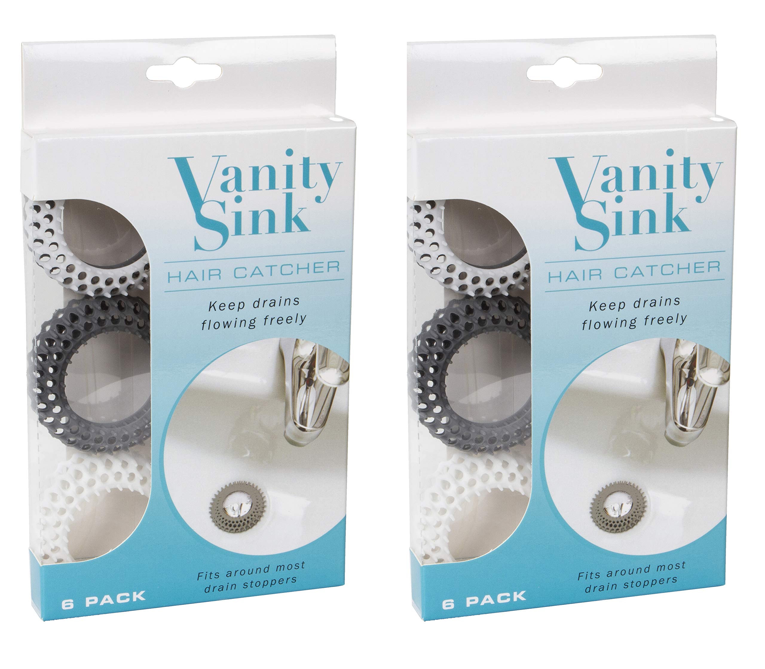 EvriholderDrain Cover Hair Catcher for Bathroom, TPR, Gray and White, Pack of 12