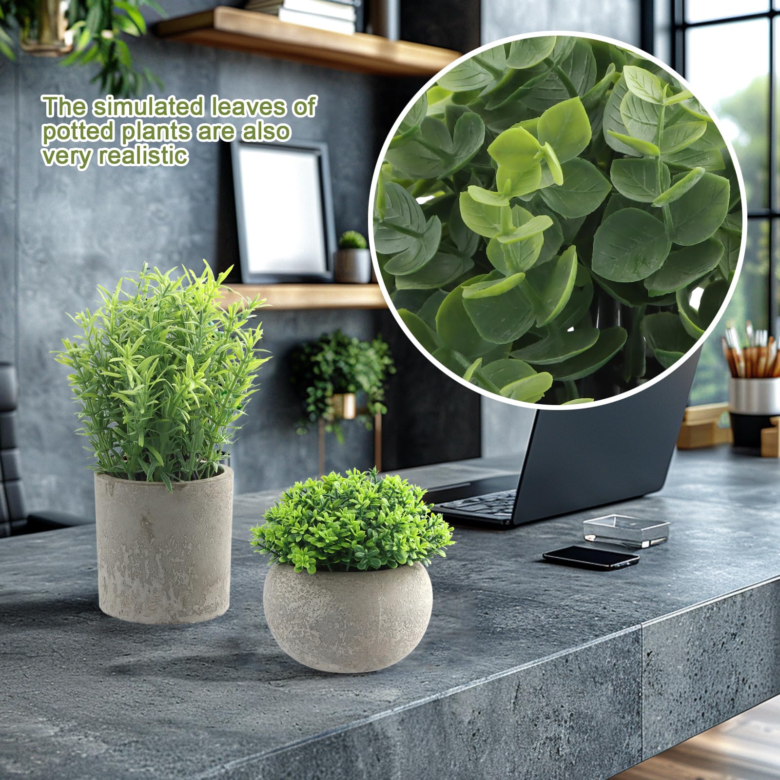 4 Mini Piante Artificiali In Vaso - Decorazione Interni Per Ufficio, Bagno, Casa - Foto 10