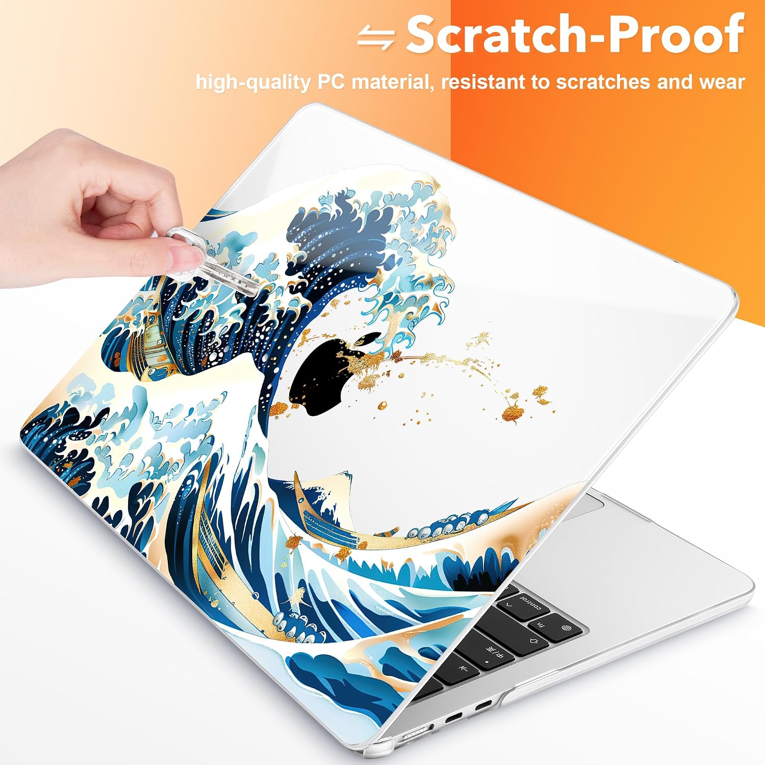 Compatible with MacBook Air 15 inch 2026 2025-2023 Release M5 M4 M3 M2 A3448 A3241 A3114 A2941, Plastic Hard Shell Case & Keyboard Cover & Screen Protector, Blue Wave