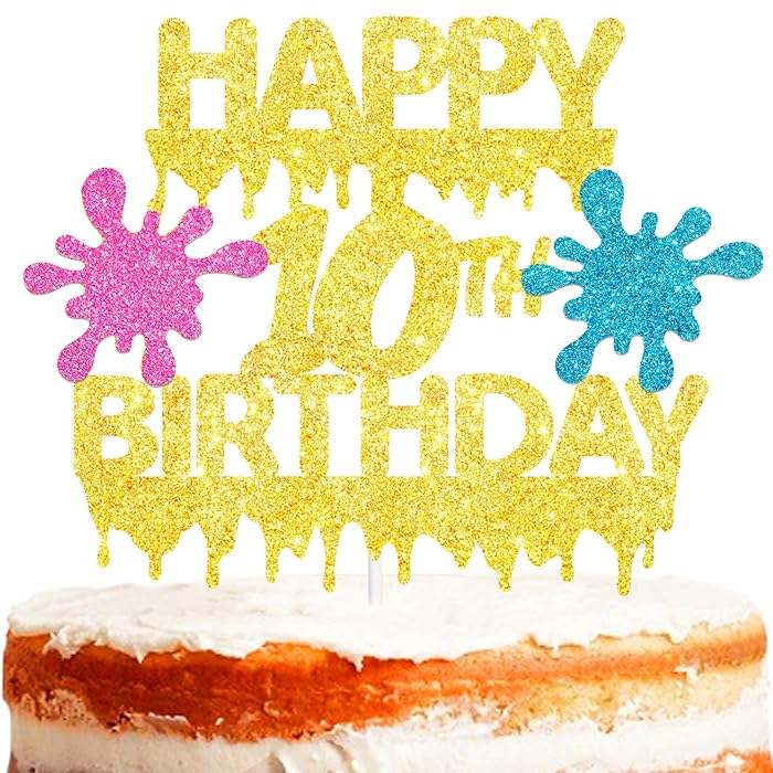 Buy 10th Slime Cake Topper Happy Birthday Slime Art Theme Party Decor