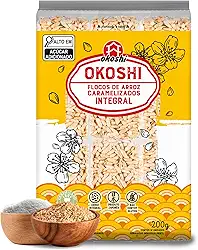 OKOSHI - Okoshi Integral 12 Barrinhas - Doce Japonês, Snacks Saudáveis de Lanches Fit para a Dieta - Vegano, Arroz Integral, Açúcar Orgânico, Sem Glúten, Sem Lactose, Sem Gordura Trans, Kosher - 200g