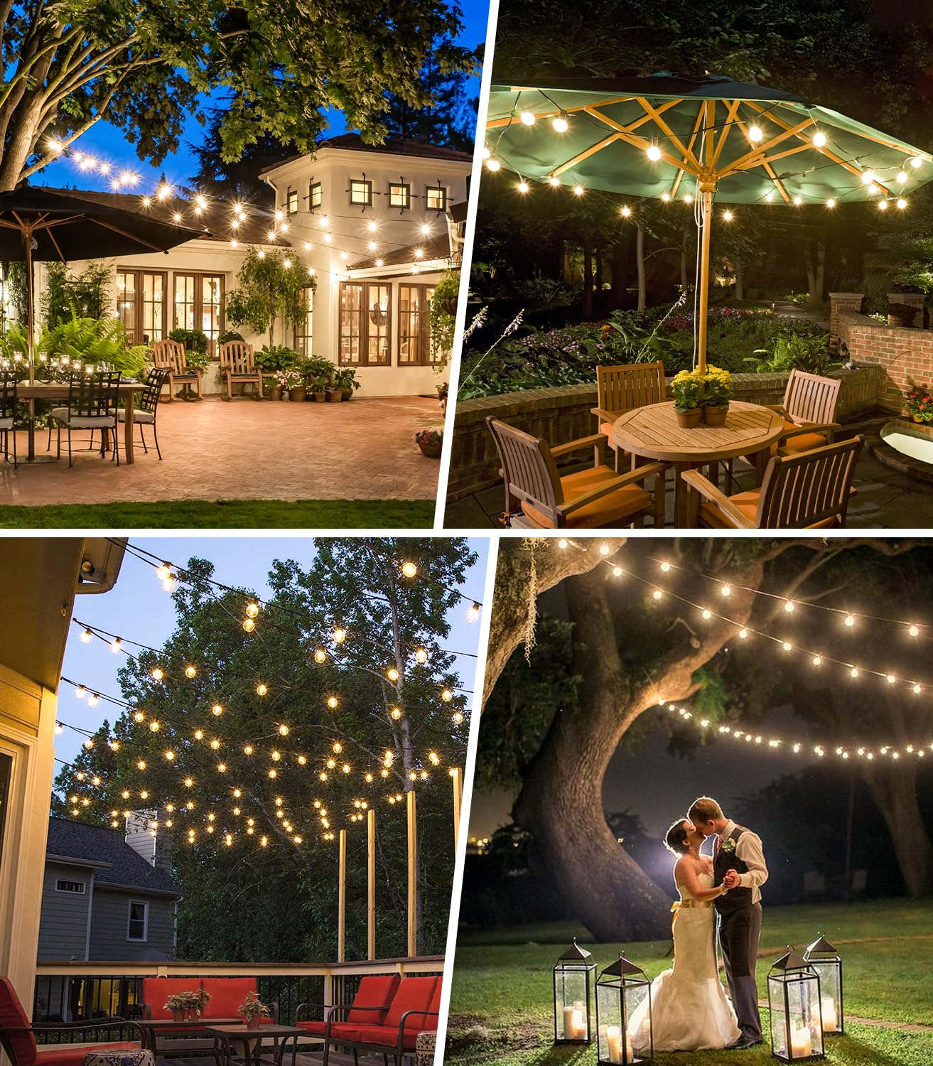 Catena Luminosa Esterno Solare Giardino - 15M 50ft G40 LED Lampade Solari Da Giardino con Telecomando Luci Gazebo da Esterno Impermeabile IP44 Per Balcone Feste Patio Matrimonio