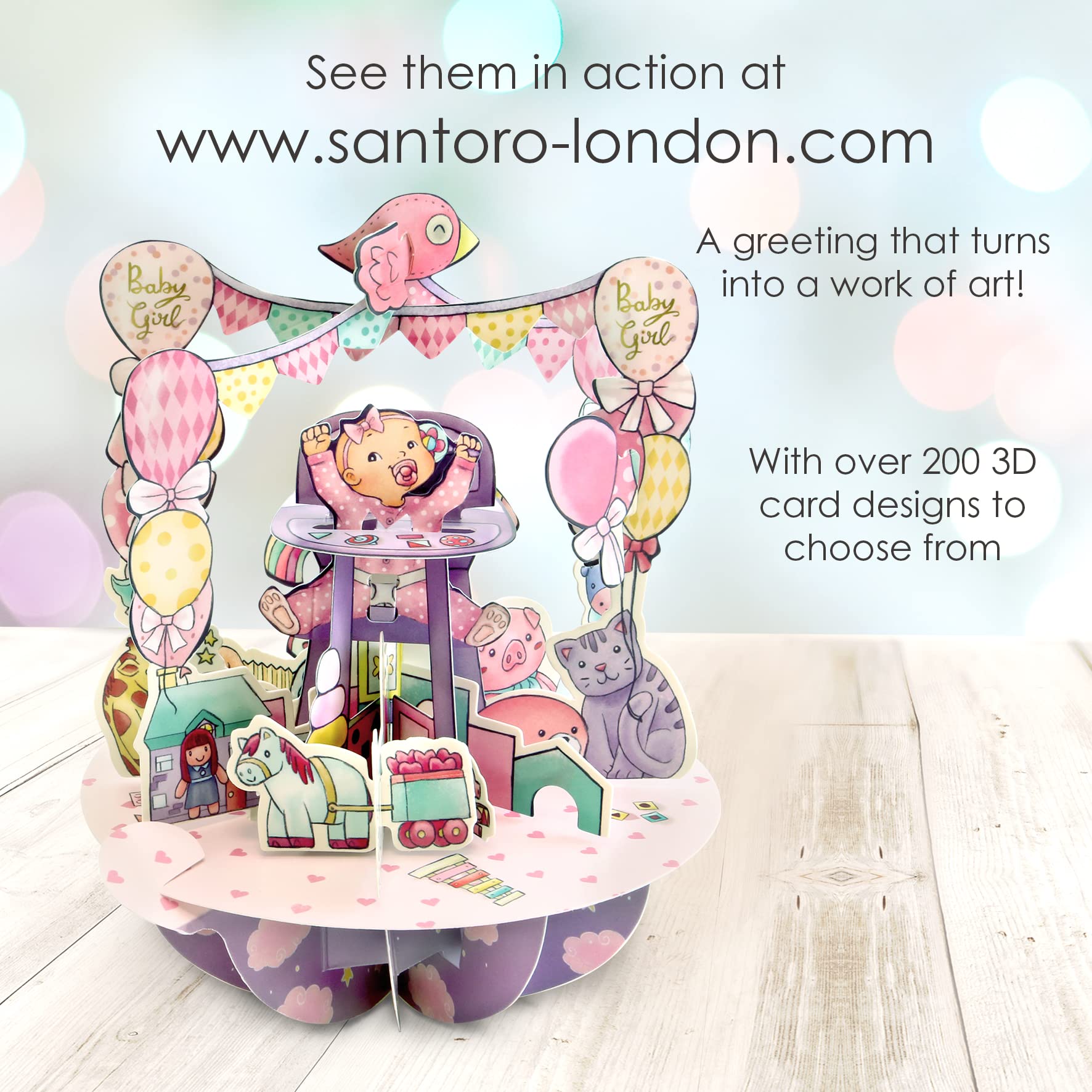 SANTORO Pirouette, Carte De Voeux Pop Up 3D - Licornes - Pour Elle