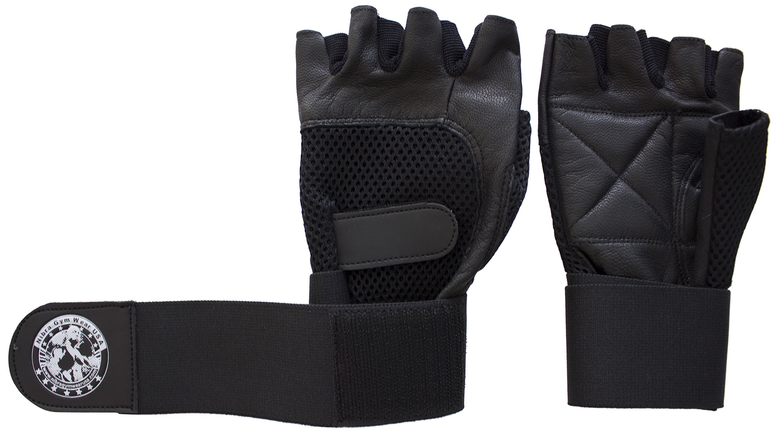 Nibra gimnasio desgaste EE. UU. Gimnasio Guantes Negro Con Muñequera para hombre y mujer, acolchado, entrenamiento, Crossfit, levantamiento de pesas, ciclismo.