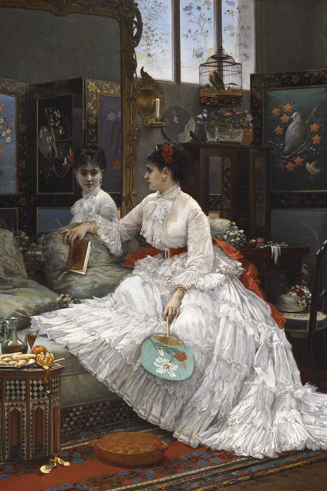 Jules Emile Santin - Reflections (1875) - Art Print, Poster, Painting, Photo, Wall Decor - Water, Landscape, Art - V4 - Size: A3 (29.7 x 42 cm)