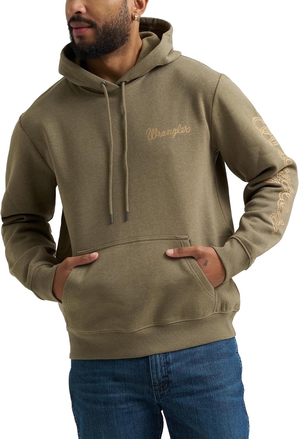 Wrangler Men's Blue Sleeve Logo Hoodie