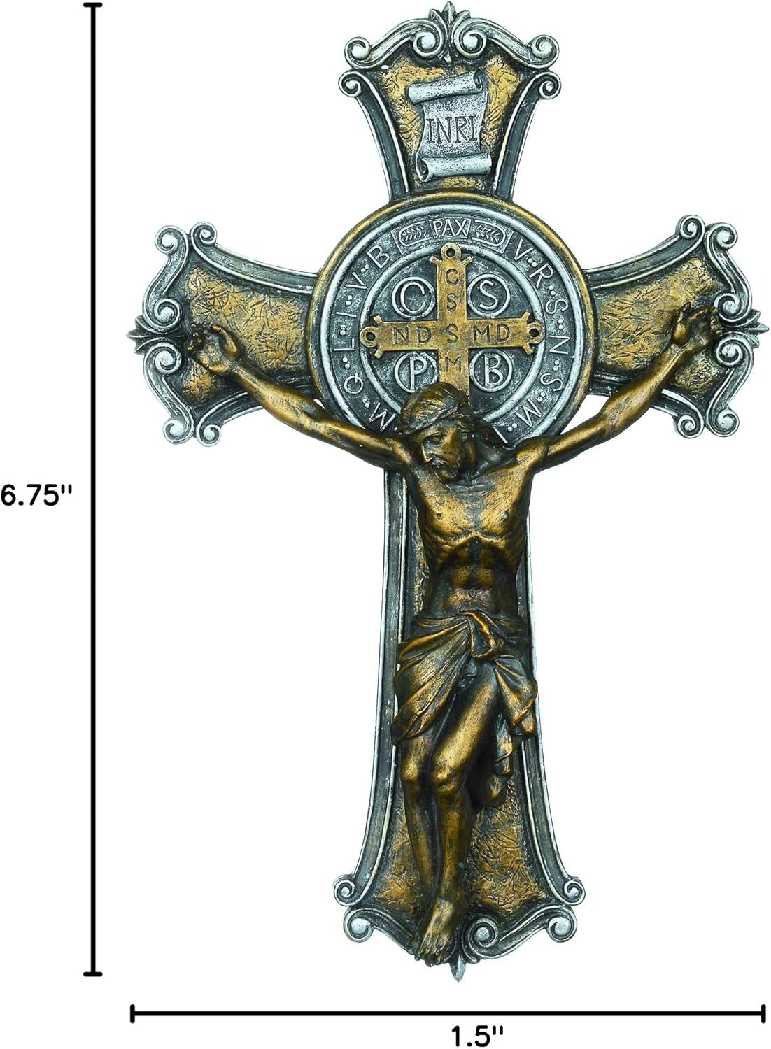 Joseph's Studio by Roman - Collection, 10.25" St Benedict Two Tone, Made from Resin, High Level of Craftsmanship and Attention to Detail, Durable and Long Lasting