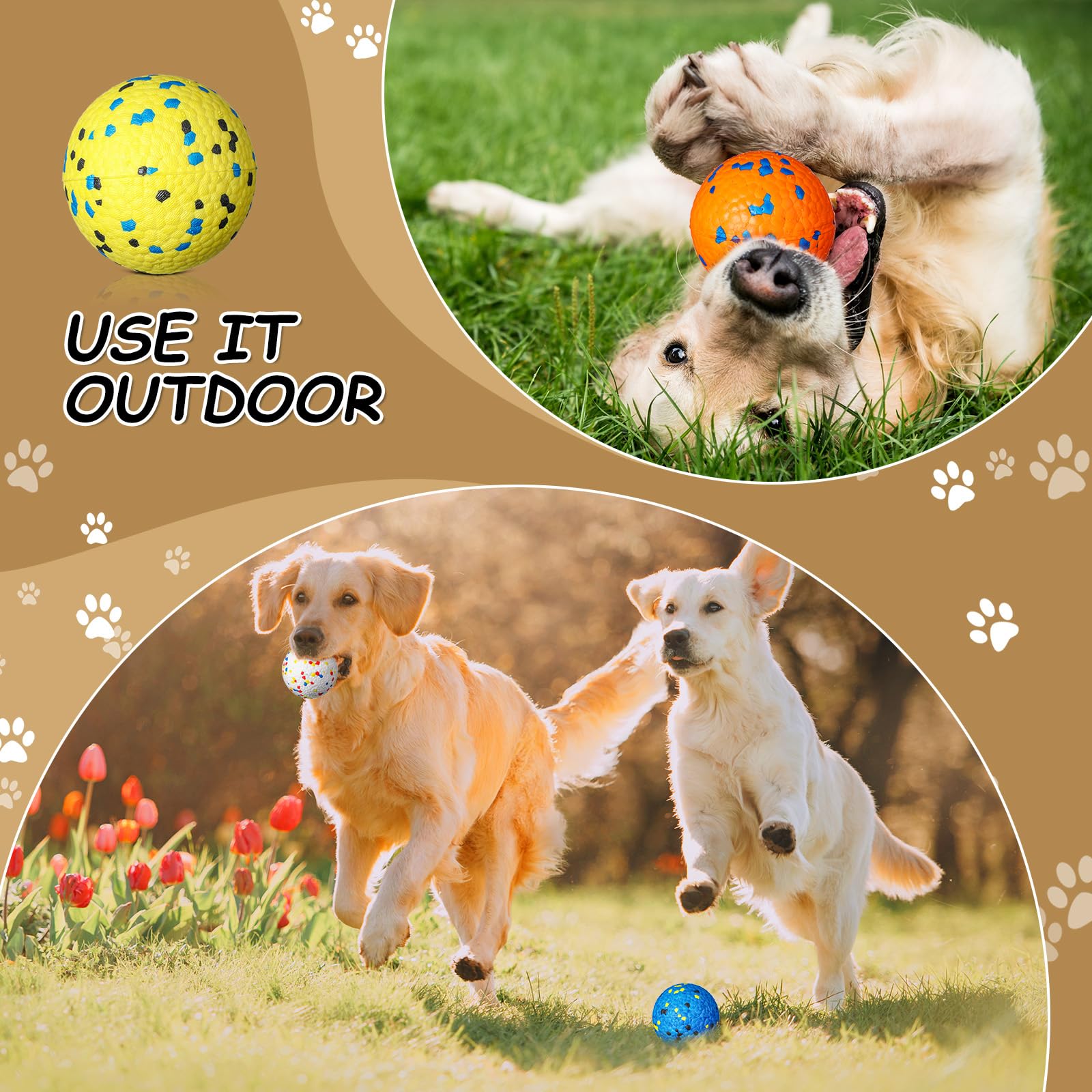 Aliceset 4 pelotas de tenis para perros para masticadores agresivos, juguetes indestructibles para la dentición, juguete duradero para masticar cachorros, juguete flotante para perros grandes,