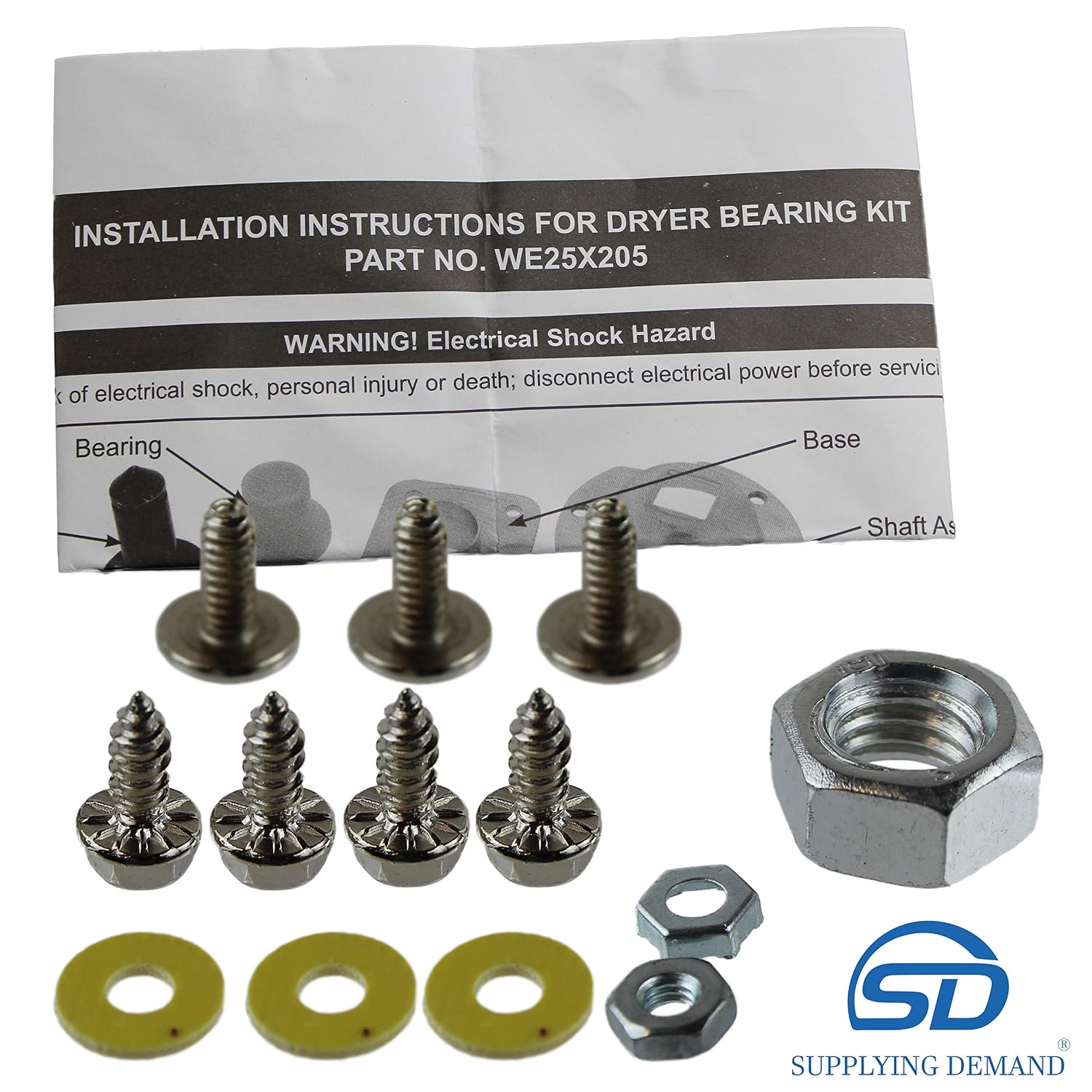 Supplying Demand WE25X205 WE25M40 Clothes Dryer Rear Drum Bearing Replacement Kit Model Specific Not Universal