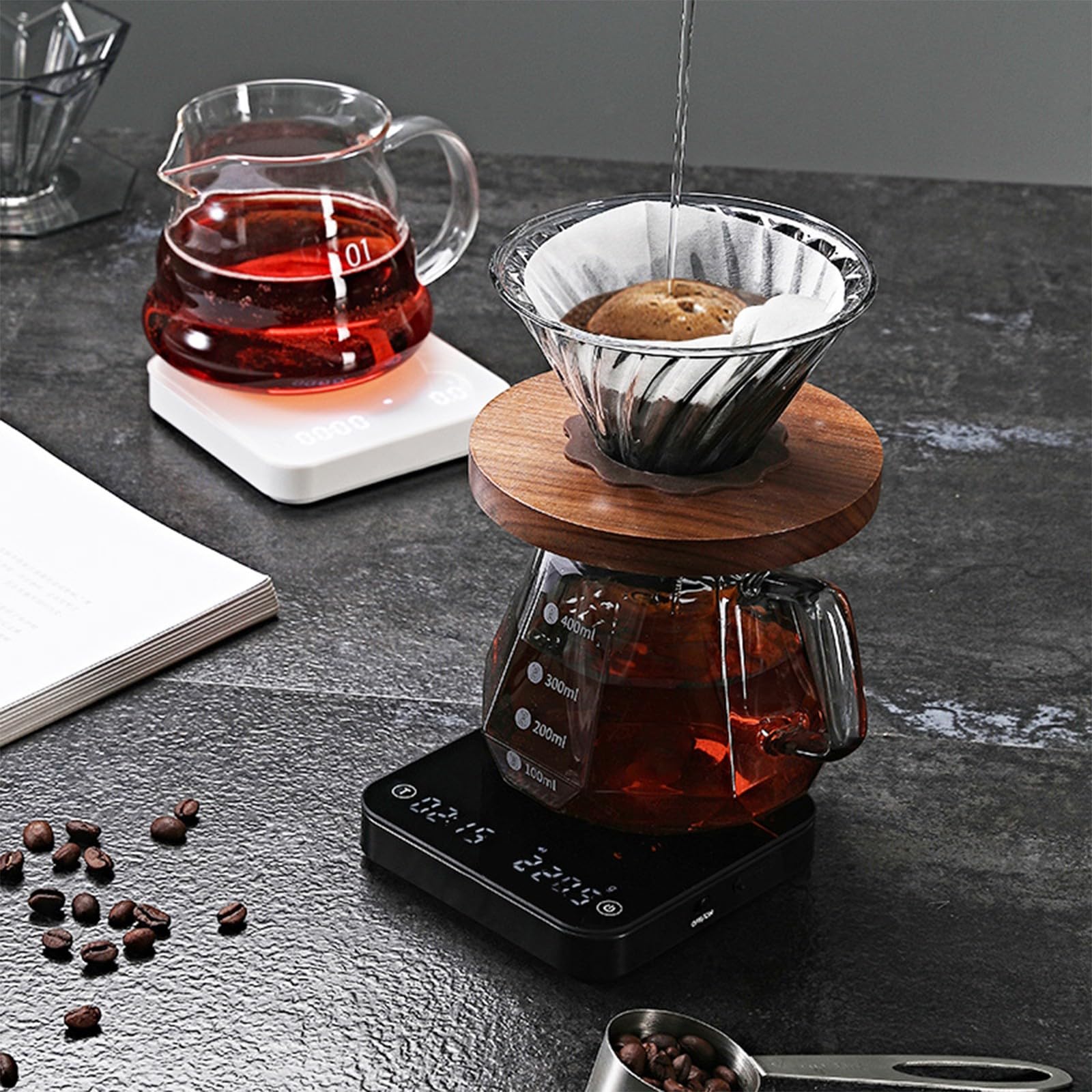 Bilancia da Cucina Digitale in Miniatura con pesatura precisione e Timer multifunzionali per la Preparazione del caffè Bilancia da Cucina precisione dal Design Compatto con Timer