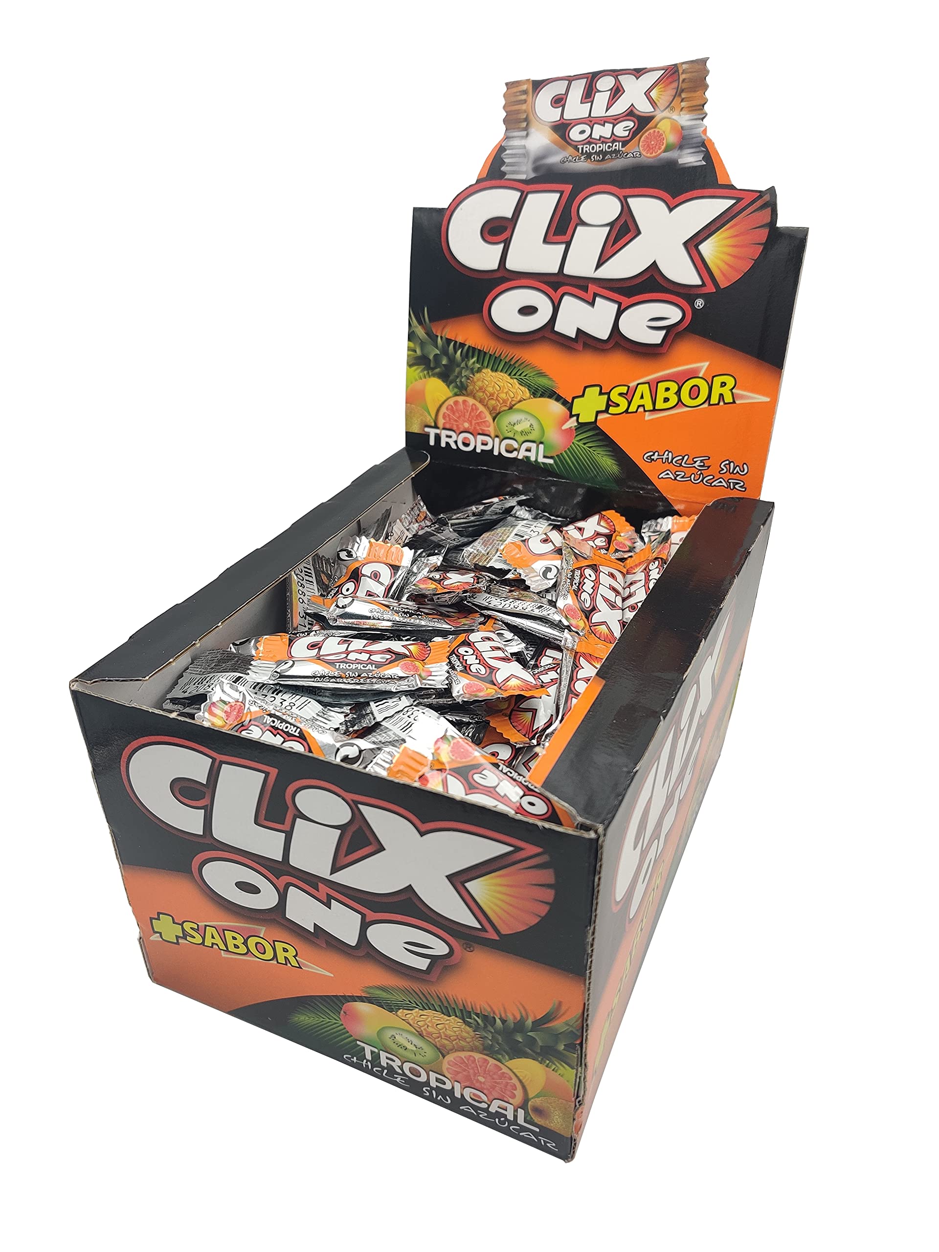 CLIX ONE TROPICAL Chicle sin azúcar Caja 200 unidades