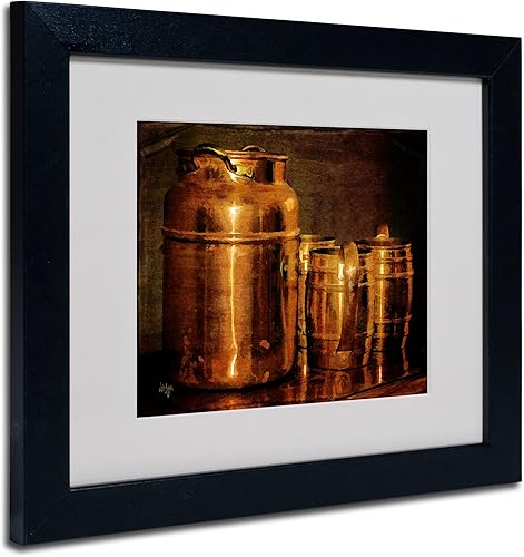 Trademark Fine Art Lois Bryan - Jarras de cobre enmarcadas, arte enmarcado con marco negro, 11 x 14 pulgadas