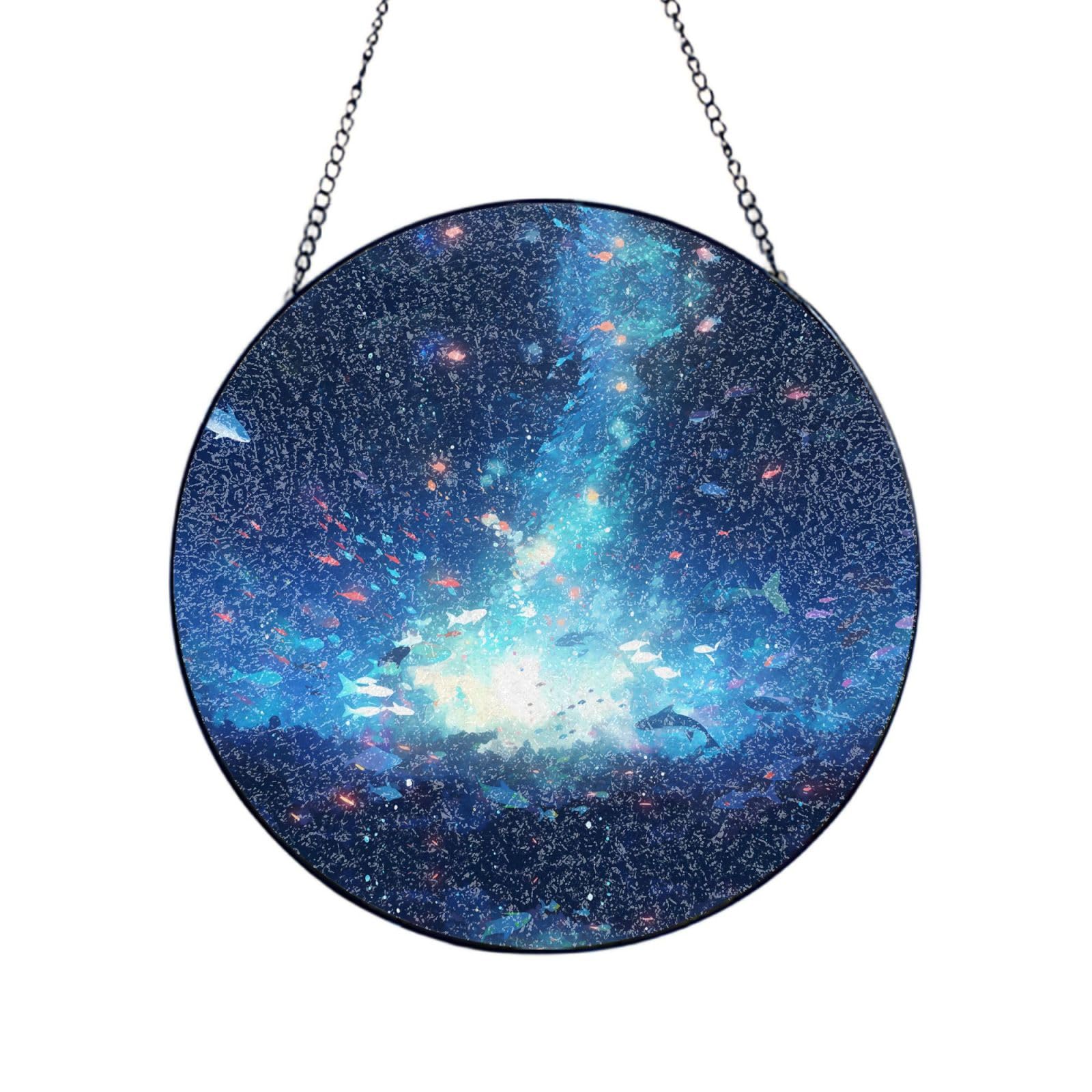 Phayah Seabed Stars Print Glass Window Hanging Sun Catchers Suncatcher Decor For Birthday For Home Garden Porch 6in（15cm）
