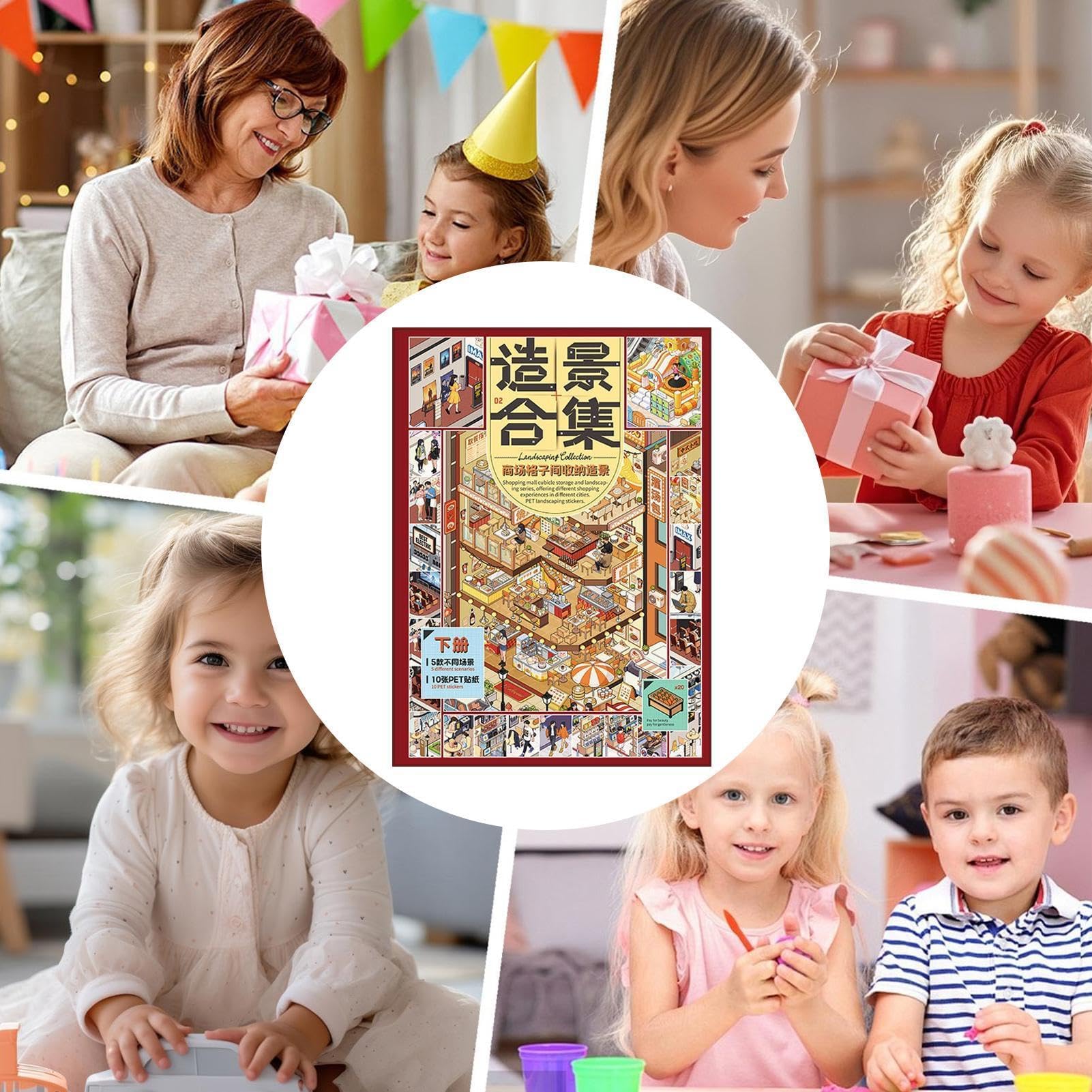 Kit de livres d'autocollants avec scènes miniatures - Pour scrapbooking, journaux, planificateurs, décoration murale et travaux manuels