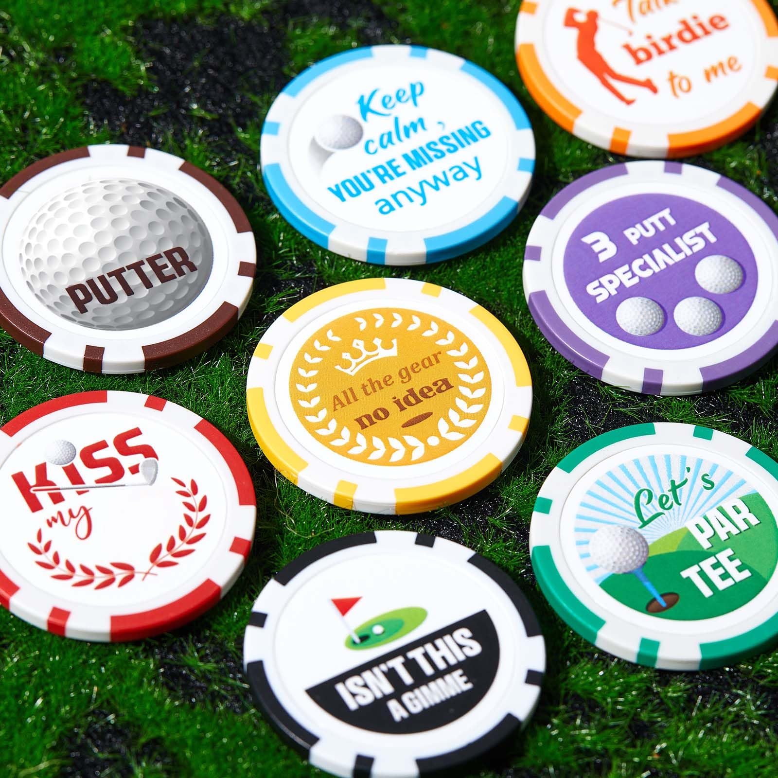 Namalu 8 Pieces Funny Poker Chip Golf Ball Markers for Putting Green Golf Gifts for Men Ball Marker Accessories for Novelty Bad Putter Collection Father's Day Gift - Image 4