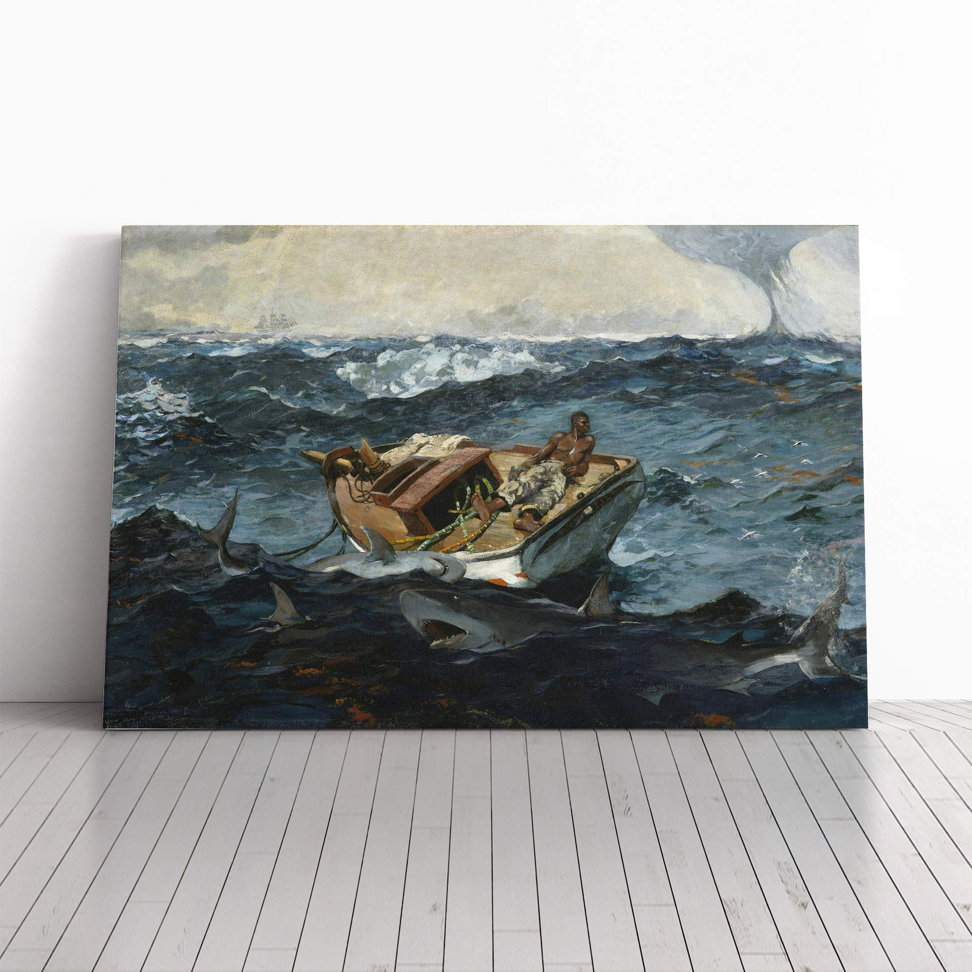 Winslow Homer The Gulf Stream Canvas Print | Gallery Wrapped 30mm Frame Wall Art | 20x14 inches | Ready to Hang | Modern Picture | Living Room Bedroom Lounge Office