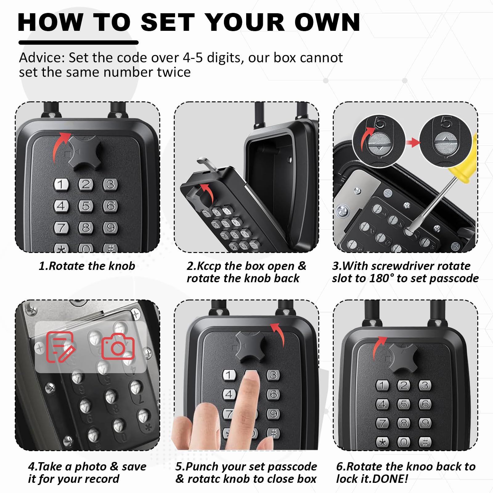 Key Safe Padlock Style Outdoor, Police Approved 12-Digit Combination Lock Box - Image 4