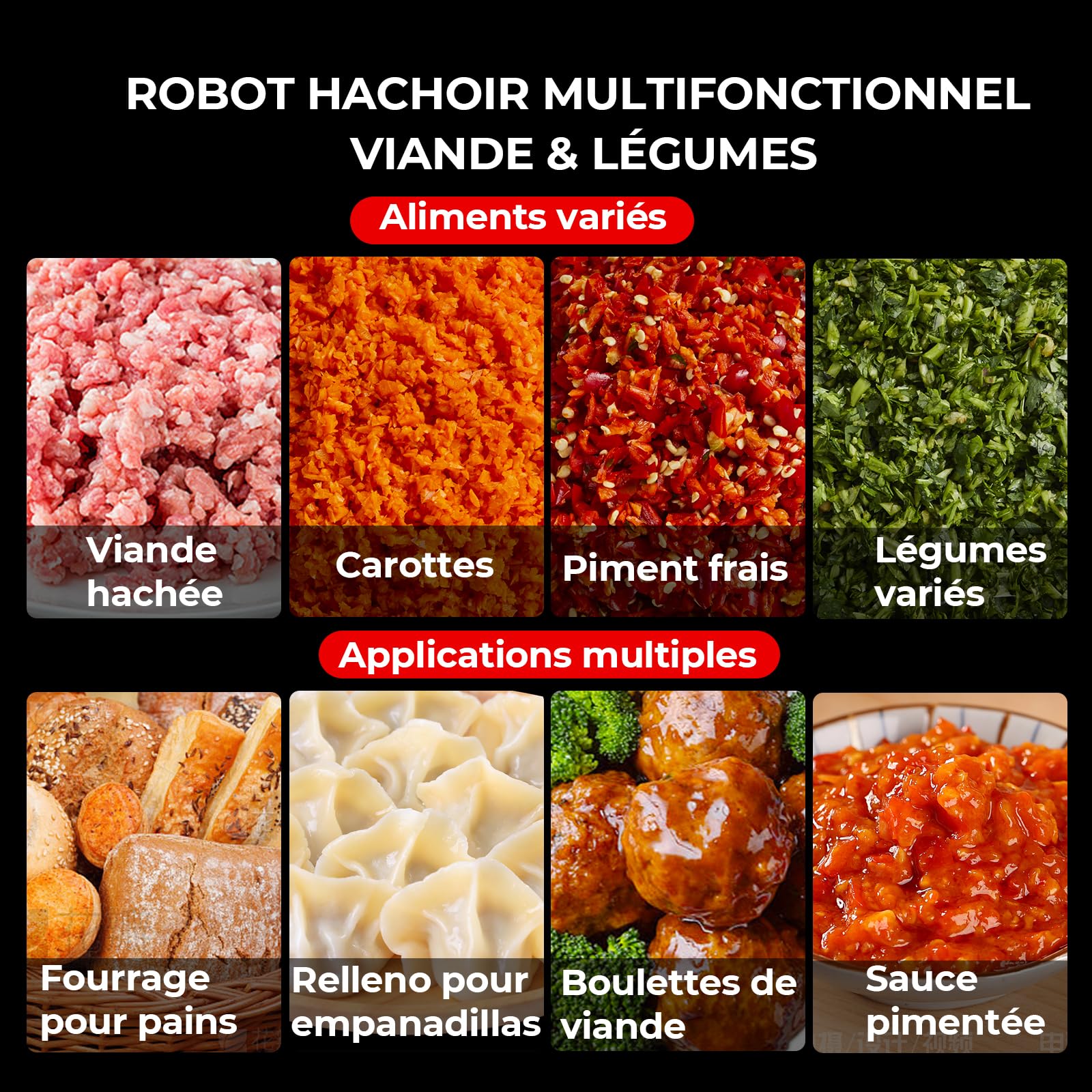 Robot Culinaire Professionnel, Hachoir à Viande Électrique 250W 1500RPM, Bol Inox 5,7L avec Minuterie 0-15 Min, Mixeur Légumes et Pétrin pour Cuisine Commerciale